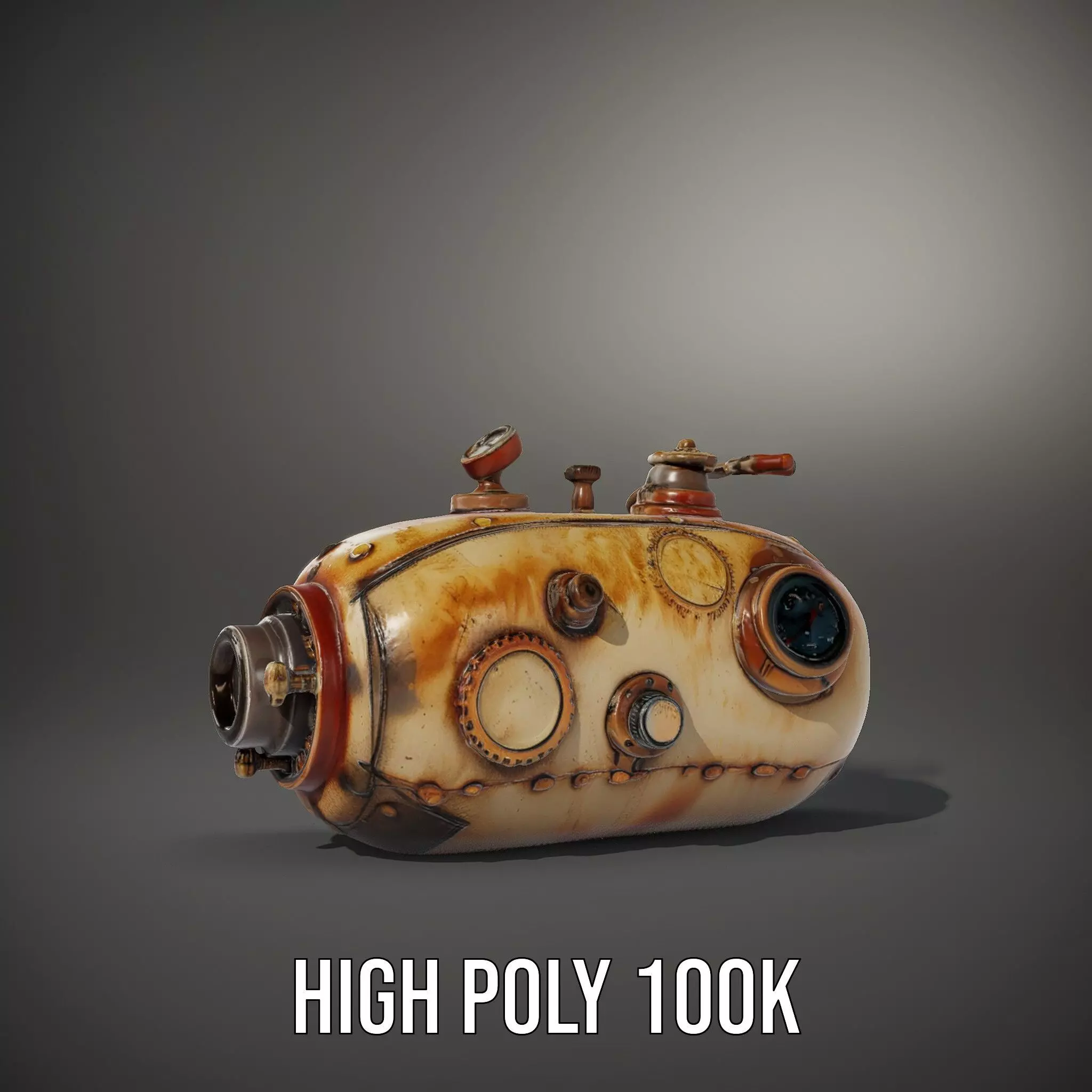 Steampunk Machinery Model Pack with Detailed Components Low-poly 3D model_8