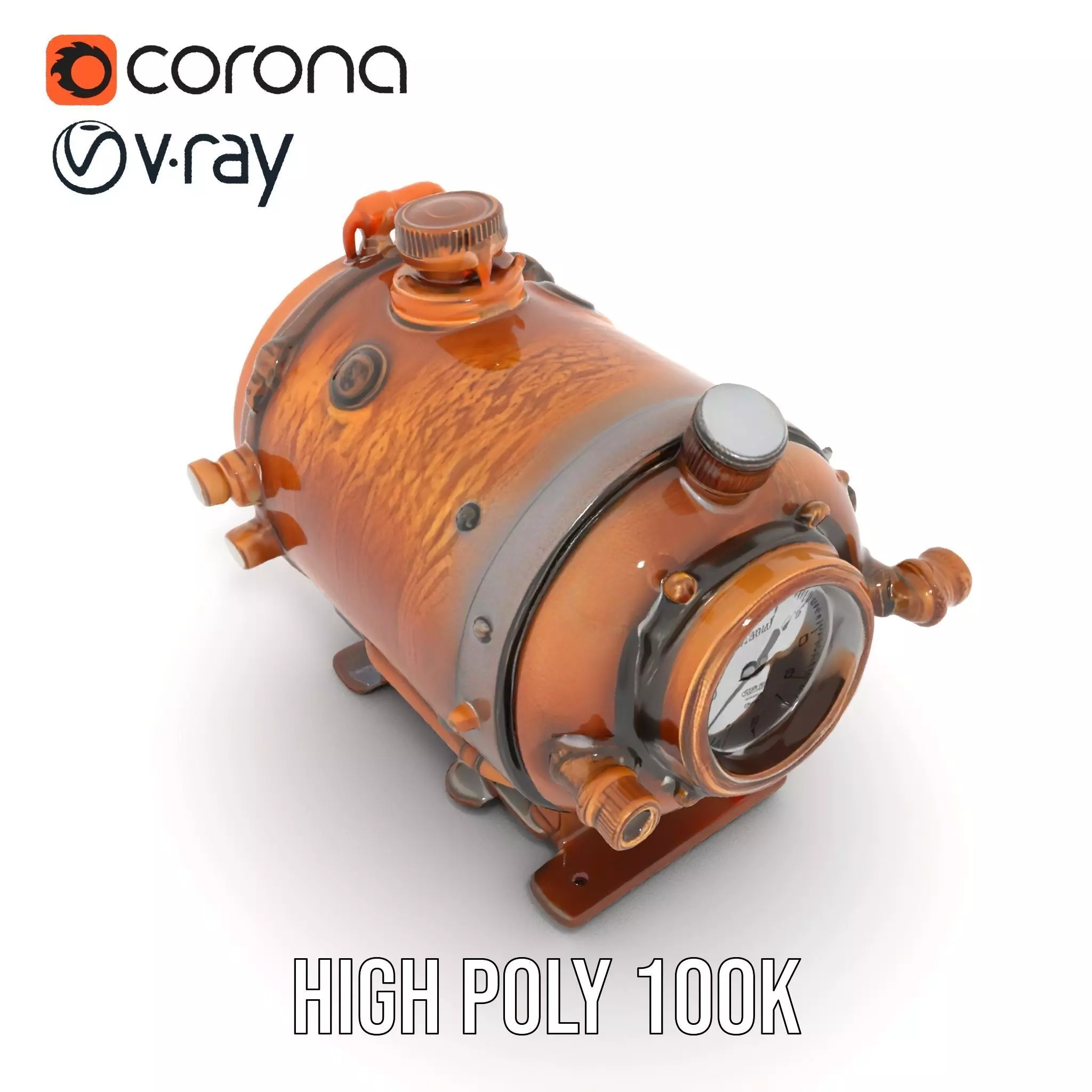 Steampunk Boiler Gauge model pack Low-poly 3D model_17