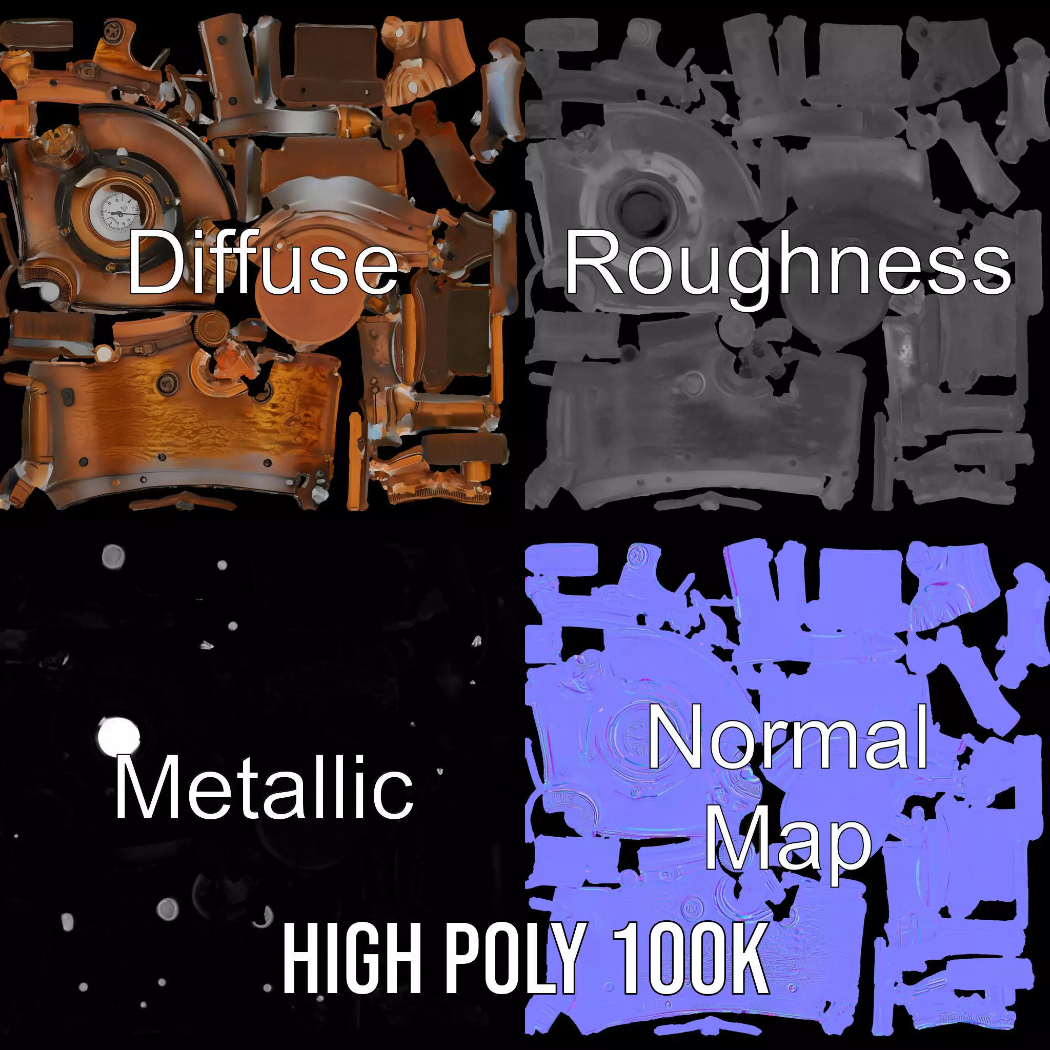 Steampunk Boiler Gauge model pack Low-poly 3D model_3