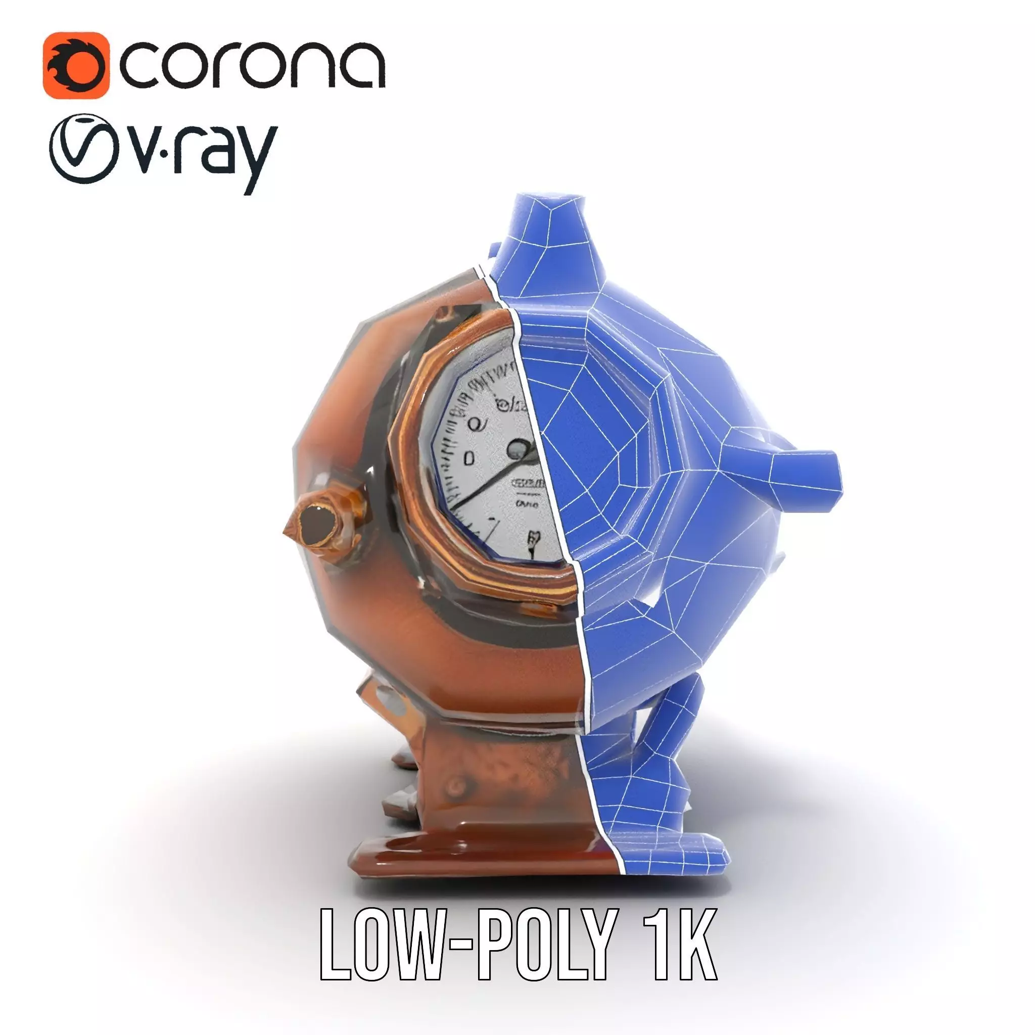 Steampunk Boiler Gauge model pack Low-poly 3D model_30