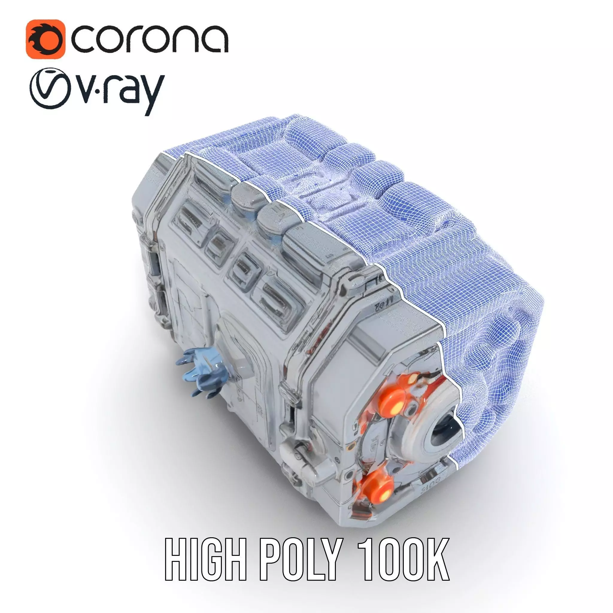 Futuristic Engine model pack with detailed textures Low-poly 3D model_34