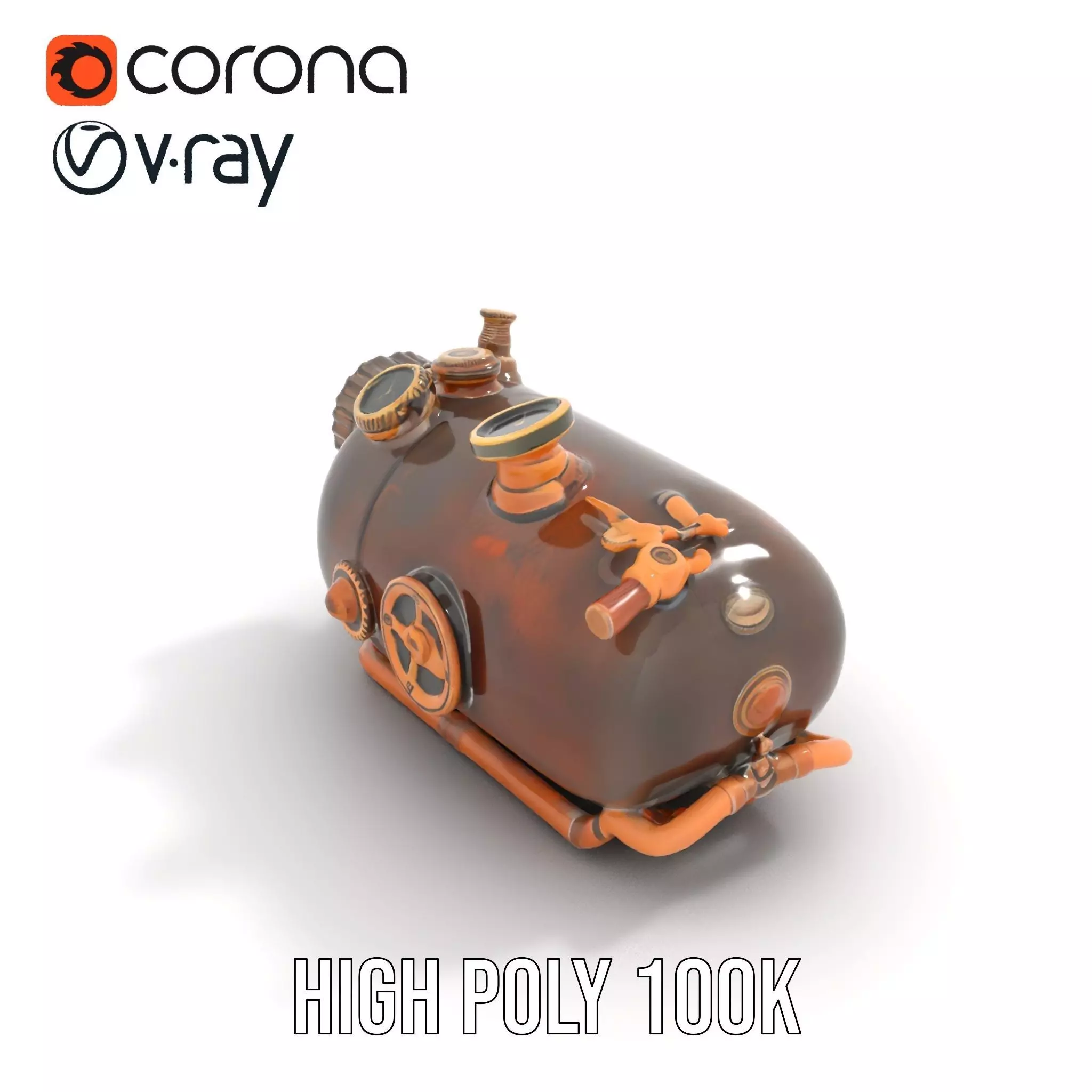 Steampunk Pressure Gauge Model Pack for Interactive Simulations Low-poly 3D model_20