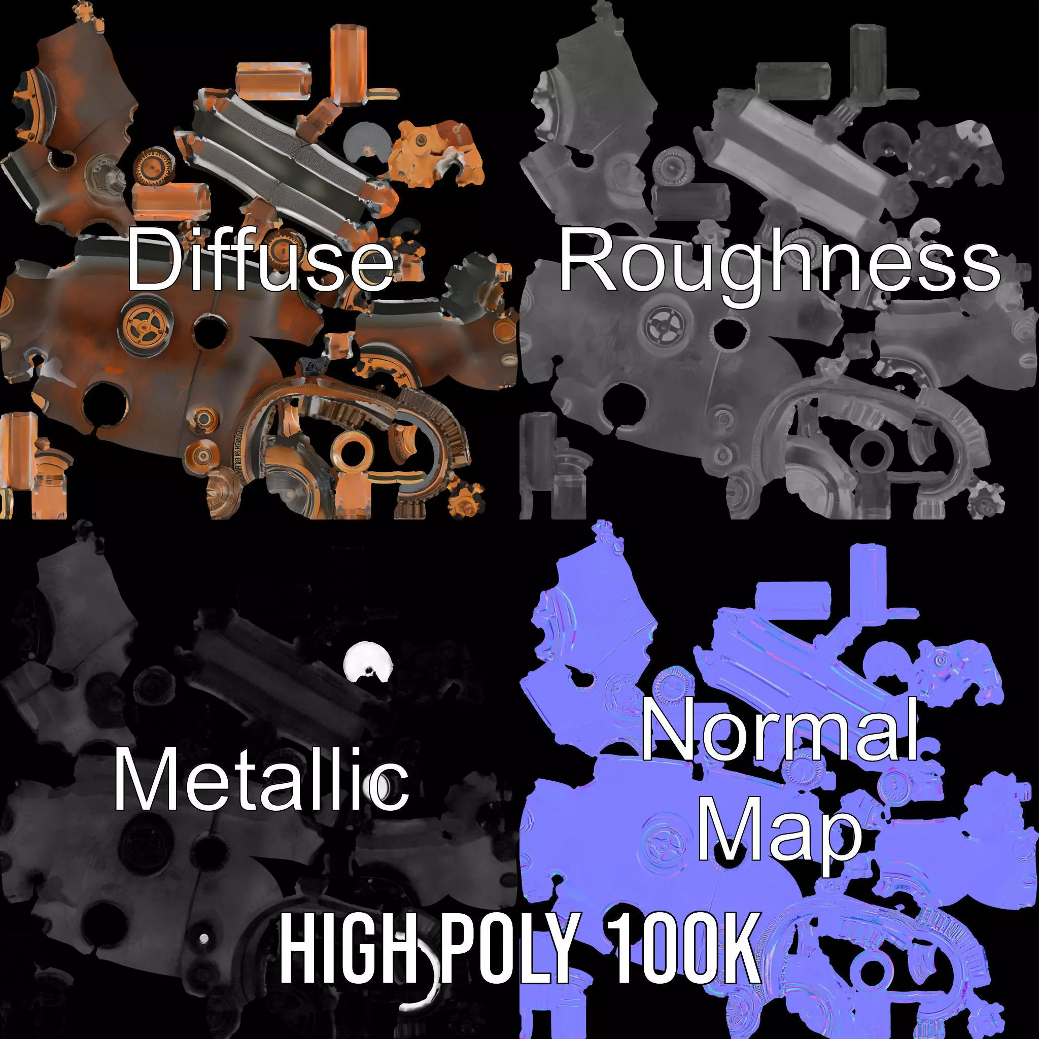 Steampunk Pressure Gauge Model Pack for Interactive Simulations Low-poly 3D model_3