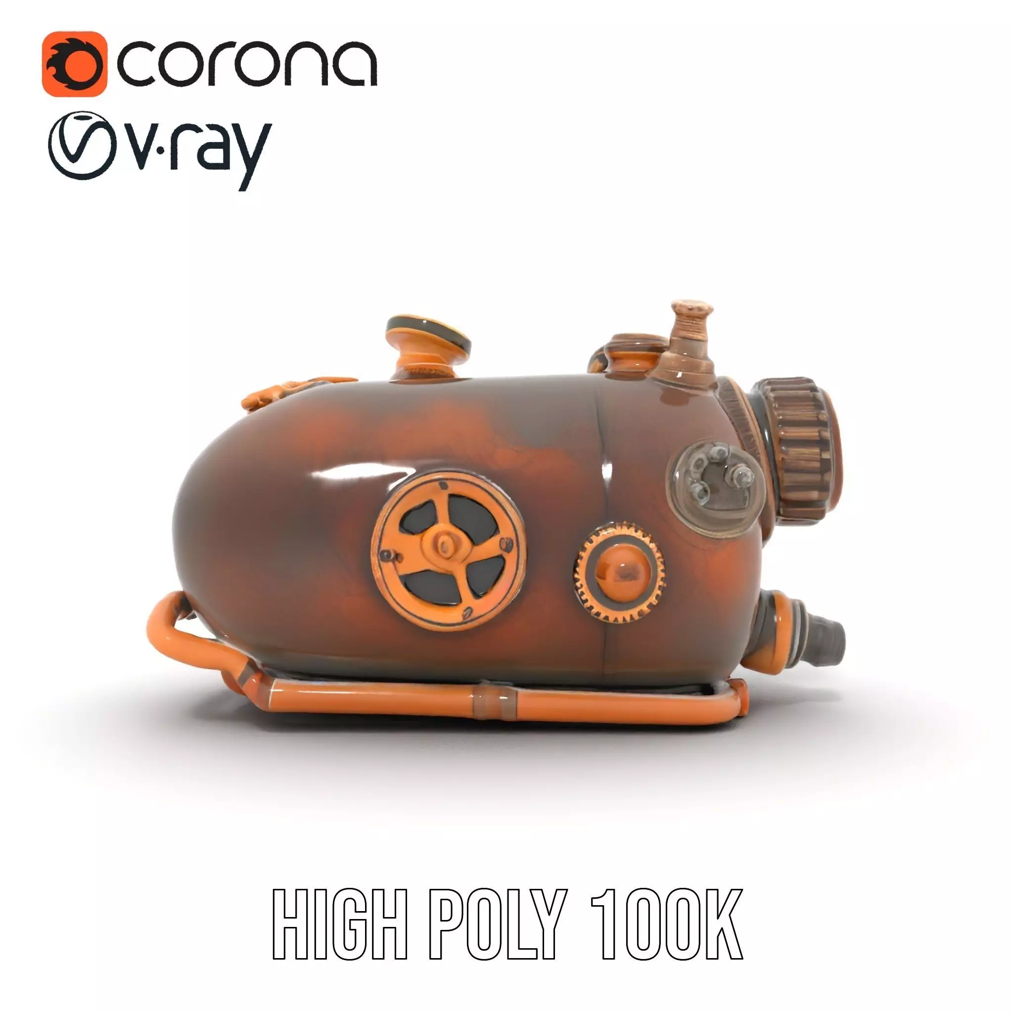 Steampunk Pressure Gauge Model Pack for Interactive Simulations Low-poly 3D model_17