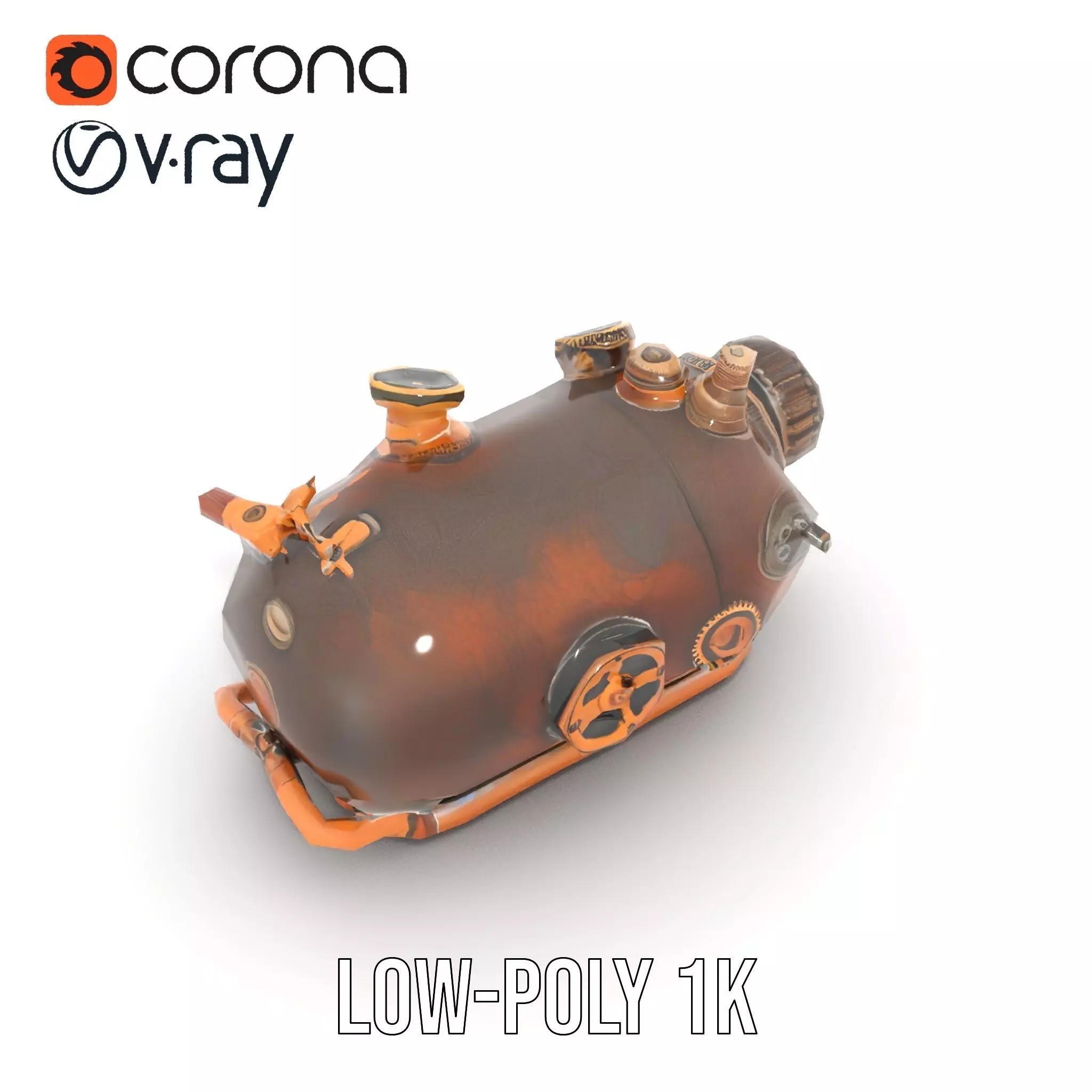 Steampunk Pressure Gauge Model Pack for Interactive Simulations Low-poly 3D model_9