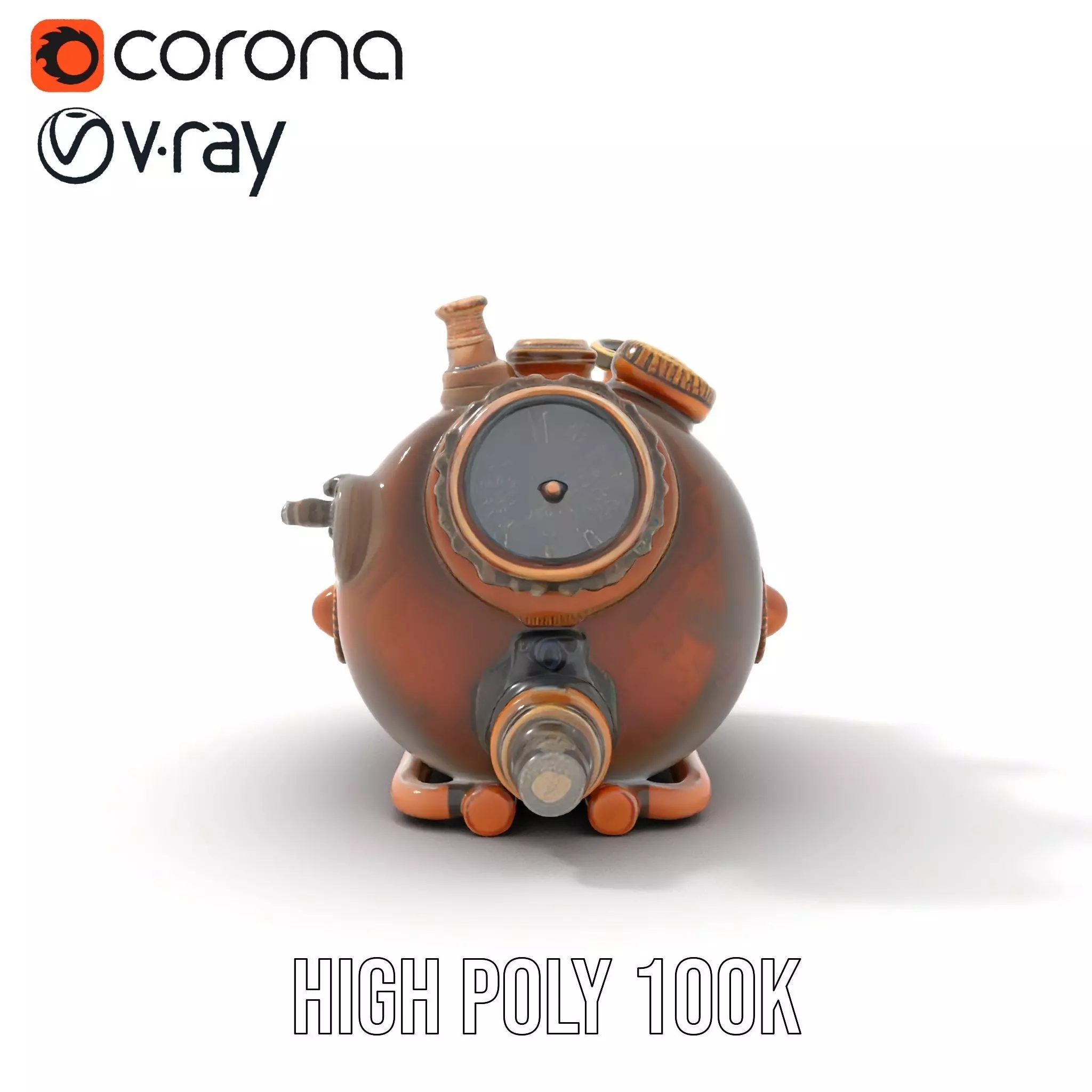 Steampunk Pressure Gauge Model Pack for Interactive Simulations Low-poly 3D model_31