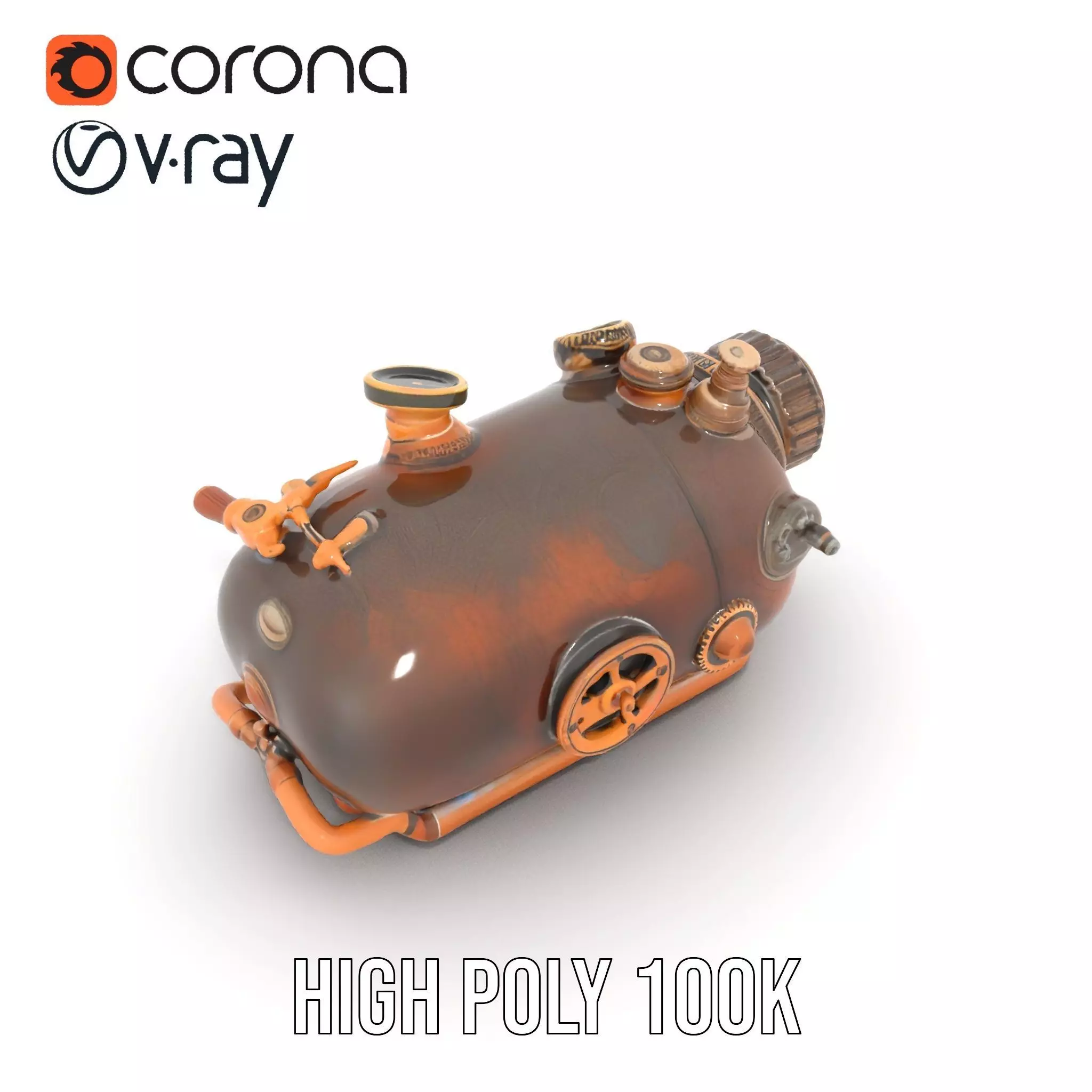 Steampunk Pressure Gauge Model Pack for Interactive Simulations Low-poly 3D model_23