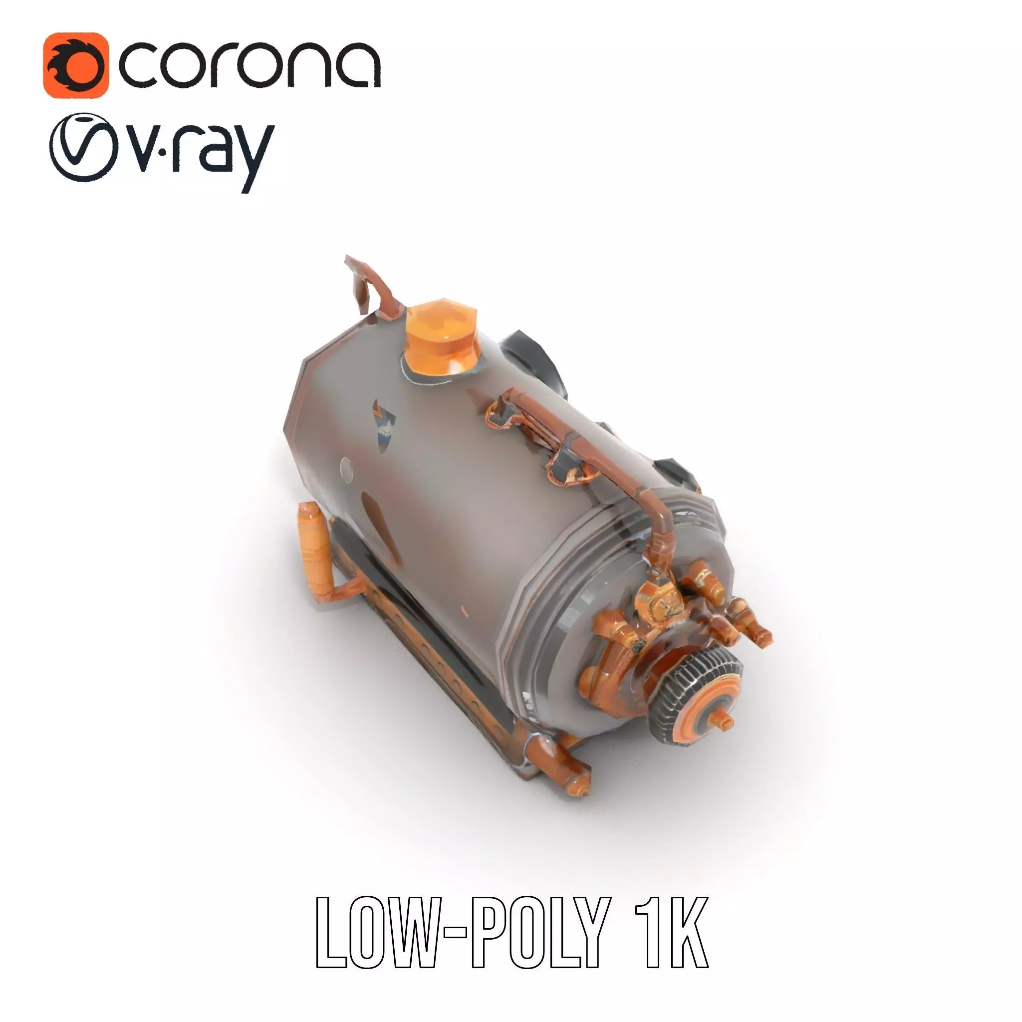 Steampunk Boiler Clock Instrument Model Pack Low-poly 3D model_28