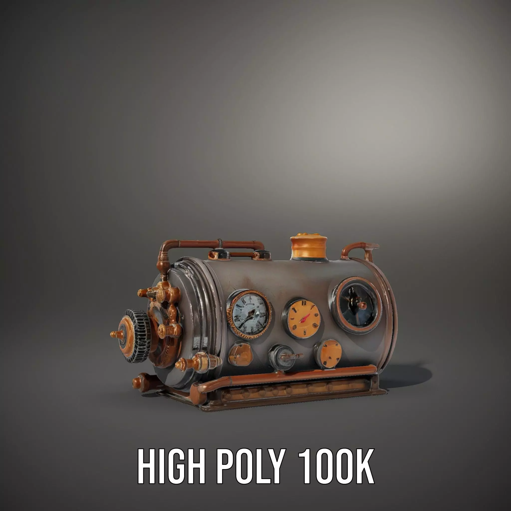 Steampunk Boiler Clock Instrument Model Pack Low-poly 3D model_10