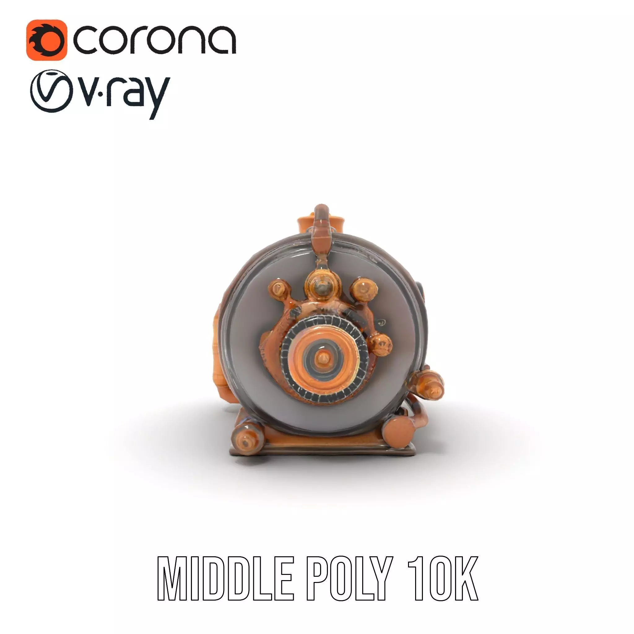 Steampunk Boiler Clock Instrument Model Pack Low-poly 3D model_19