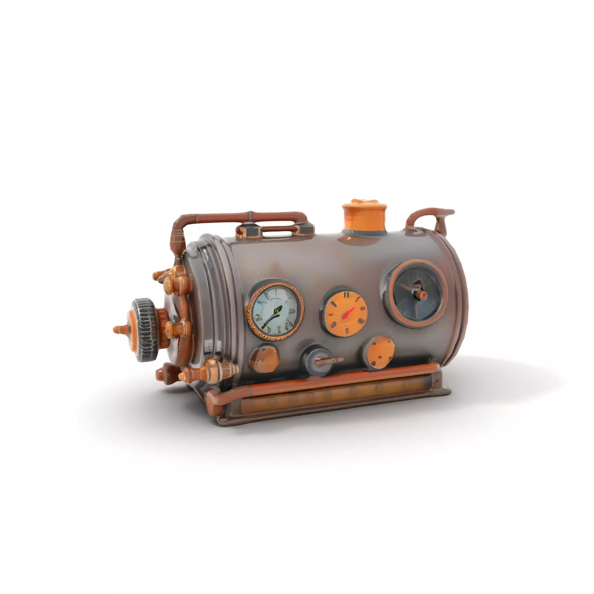 Steampunk Boiler Clock Instrument Model Pack Low-poly 3D model_5