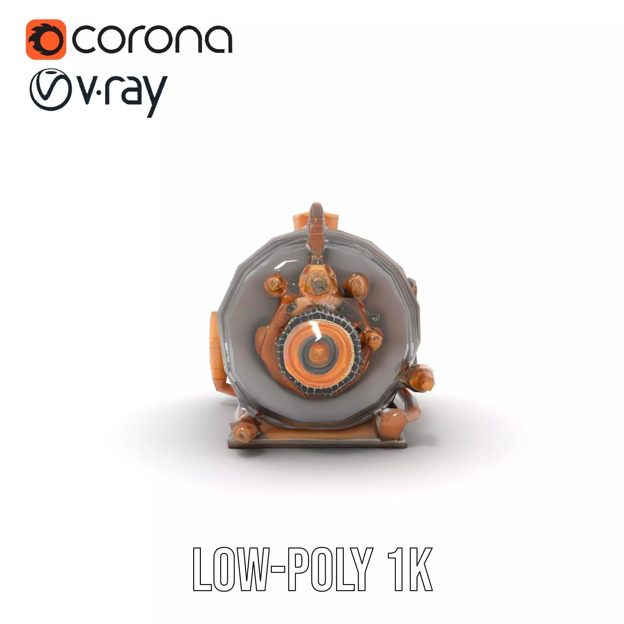 Steampunk Boiler Clock Instrument Model Pack Low-poly 3D model_31