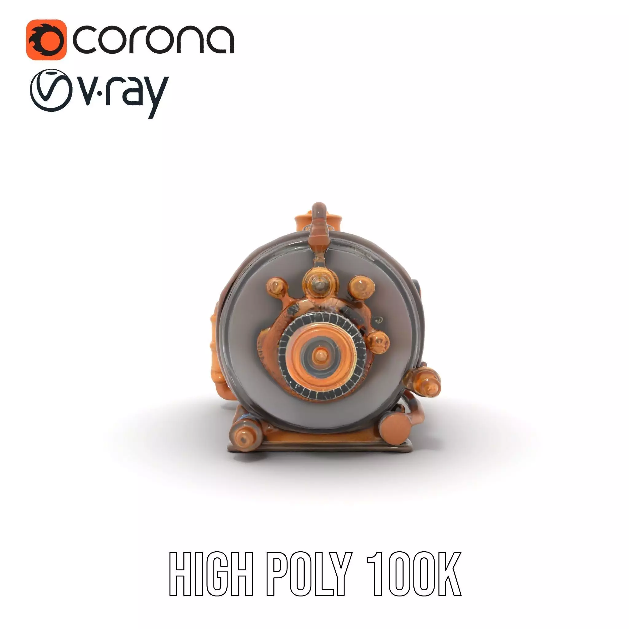 Steampunk Boiler Clock Instrument Model Pack Low-poly 3D model_29