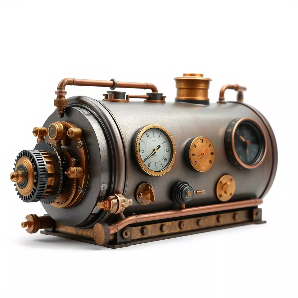 Steampunk Boiler Clock Instrument Model Pack Low-poly 3D model_2