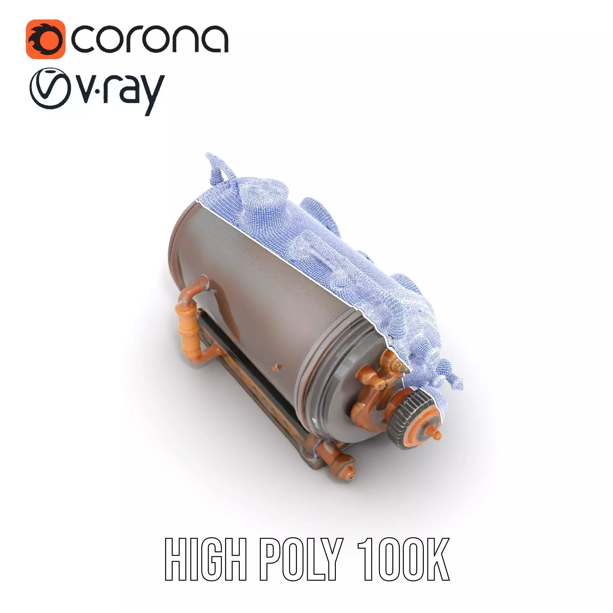 Steampunk Boiler Clock Instrument Model Pack Low-poly 3D model_32