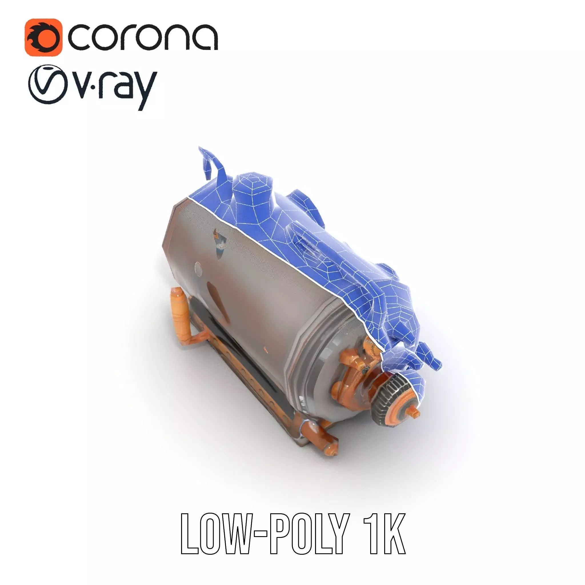 Steampunk Boiler Clock Instrument Model Pack Low-poly 3D model_20