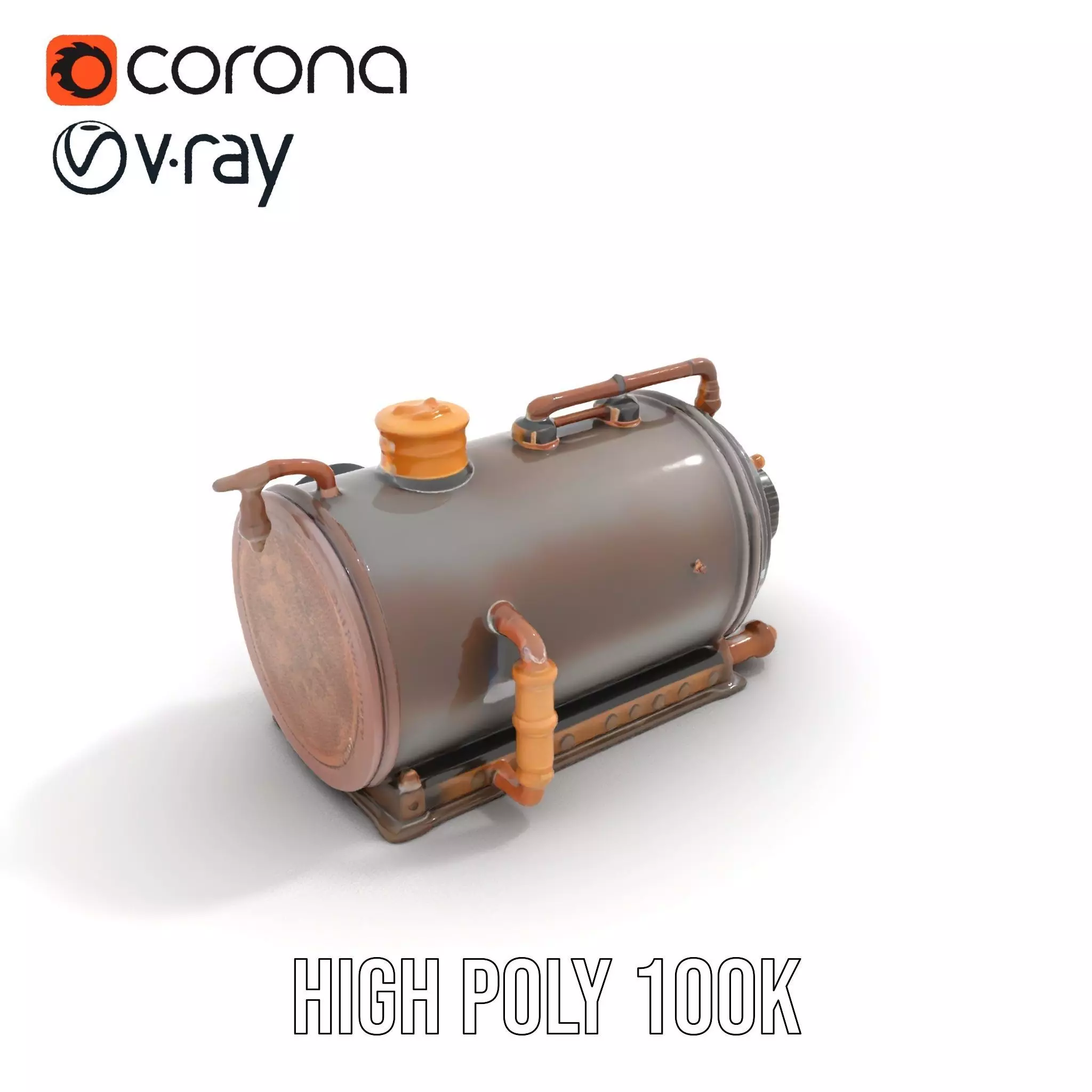 Steampunk Boiler Clock Instrument Model Pack Low-poly 3D model_26