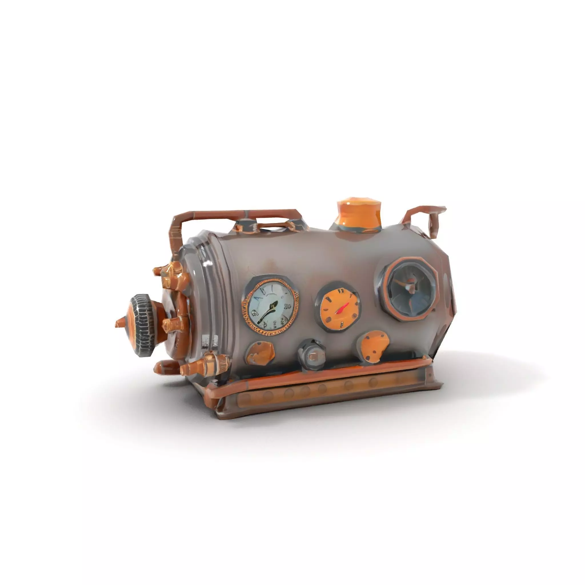 Steampunk Boiler Clock Instrument Model Pack Low-poly 3D model_7