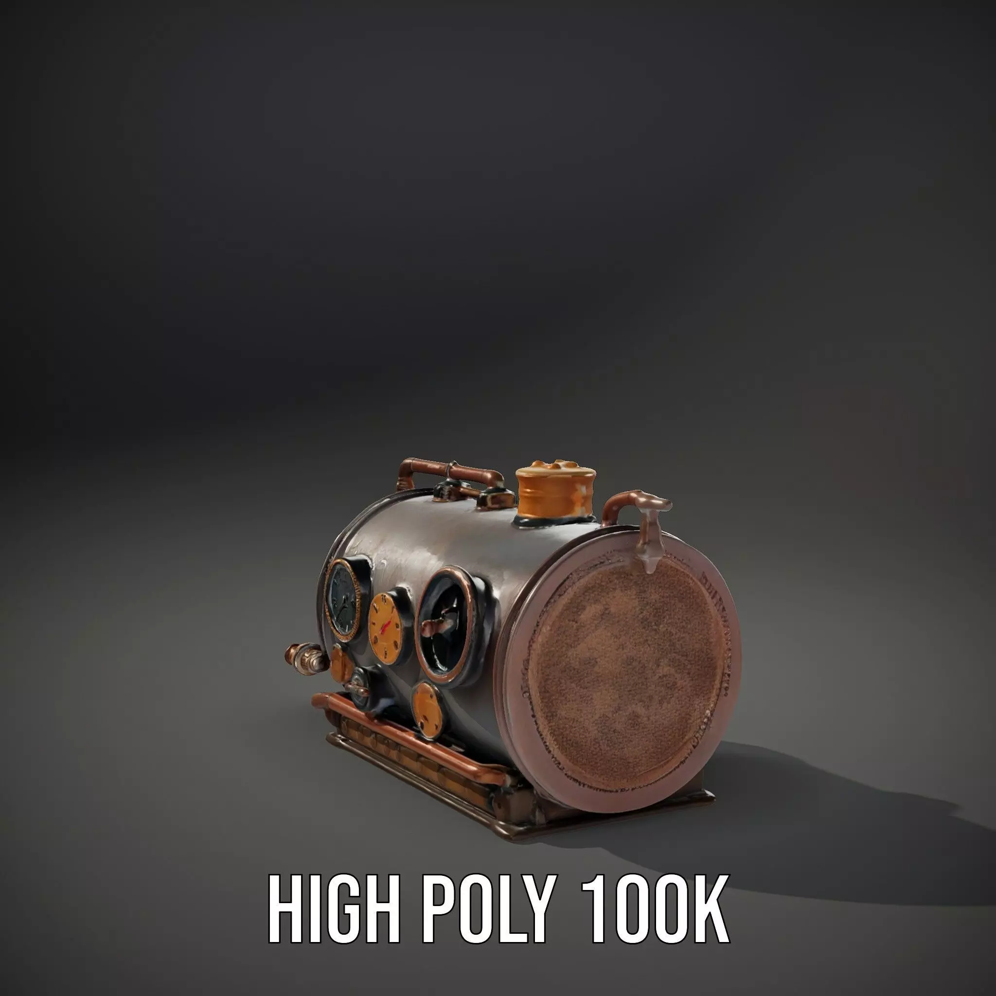 Steampunk Boiler Clock Instrument Model Pack Low-poly 3D model_8