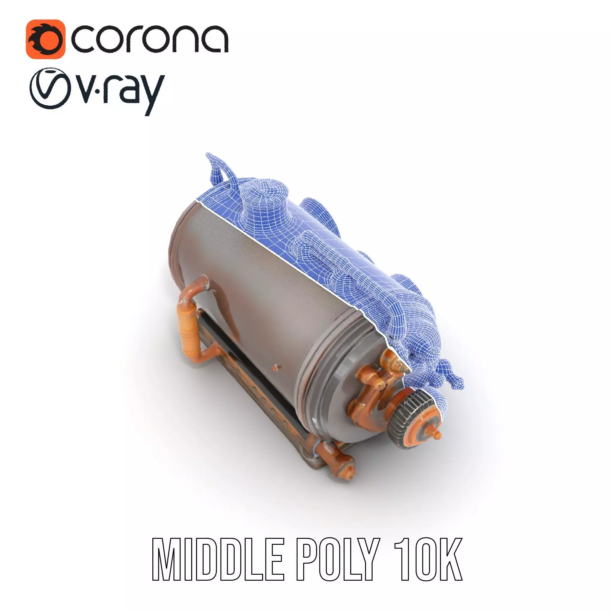 Steampunk Boiler Clock Instrument Model Pack Low-poly 3D model_24