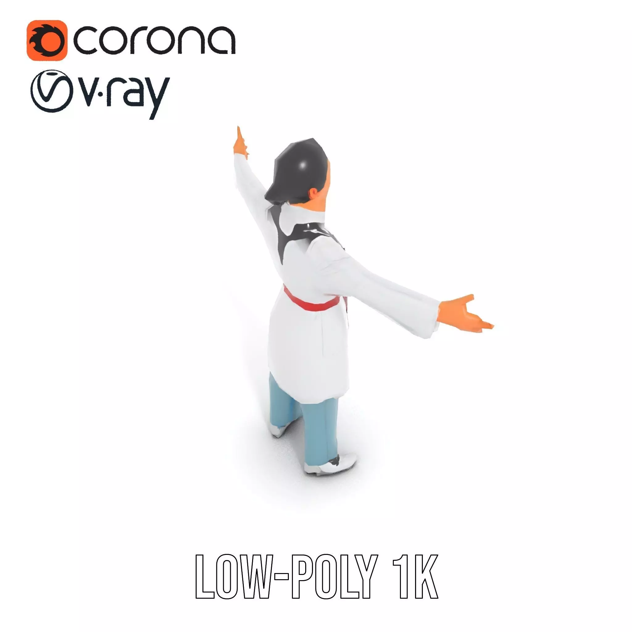 Medical Professional Character Model Pack with Stethoscope Low-poly 3D model_19