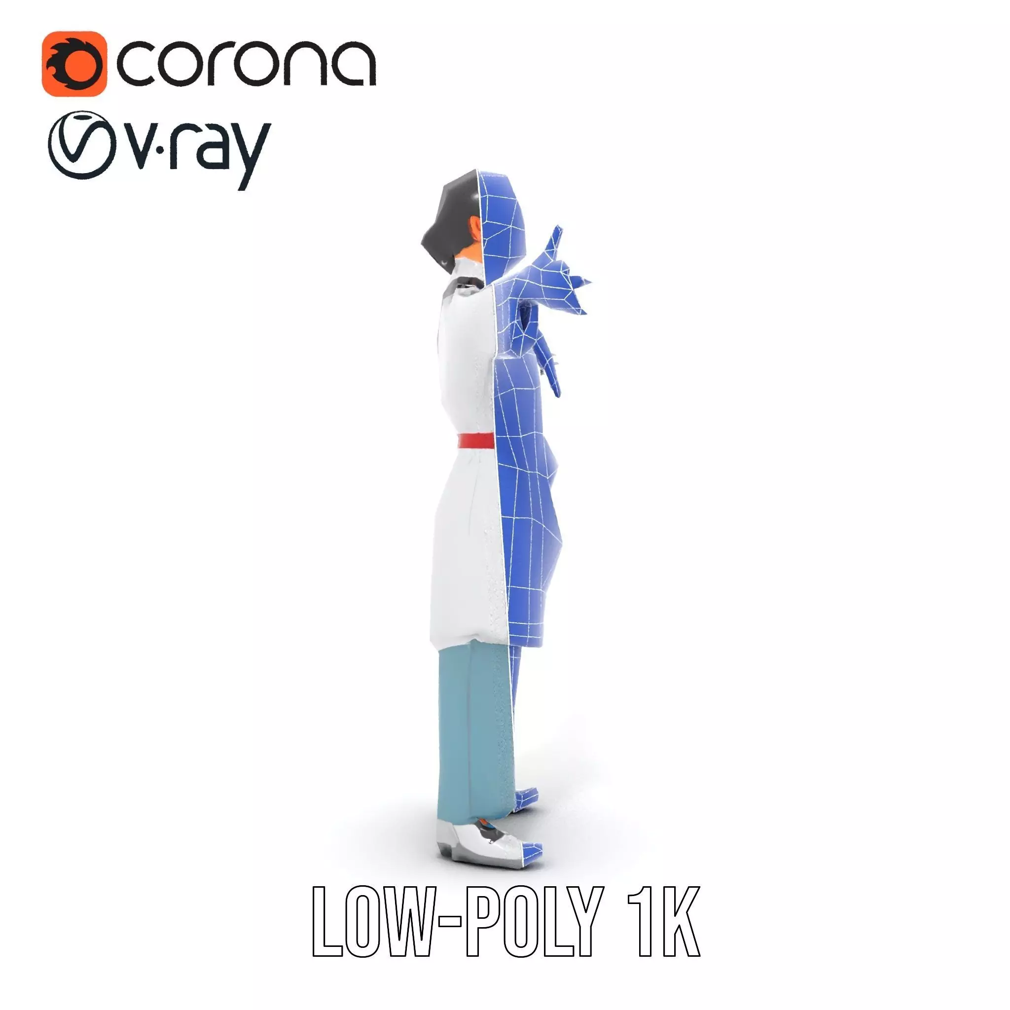 Medical Professional Character Model Pack with Stethoscope Low-poly 3D model_21