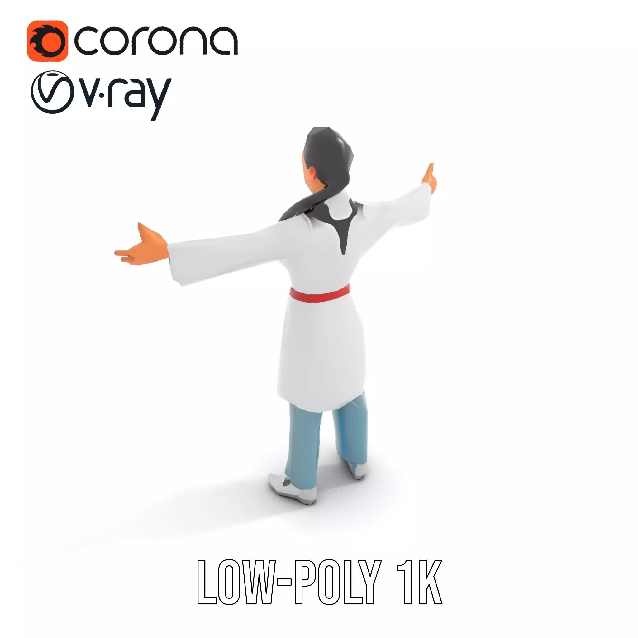 Medical Professional Character Model Pack with Stethoscope Low-poly 3D model_7