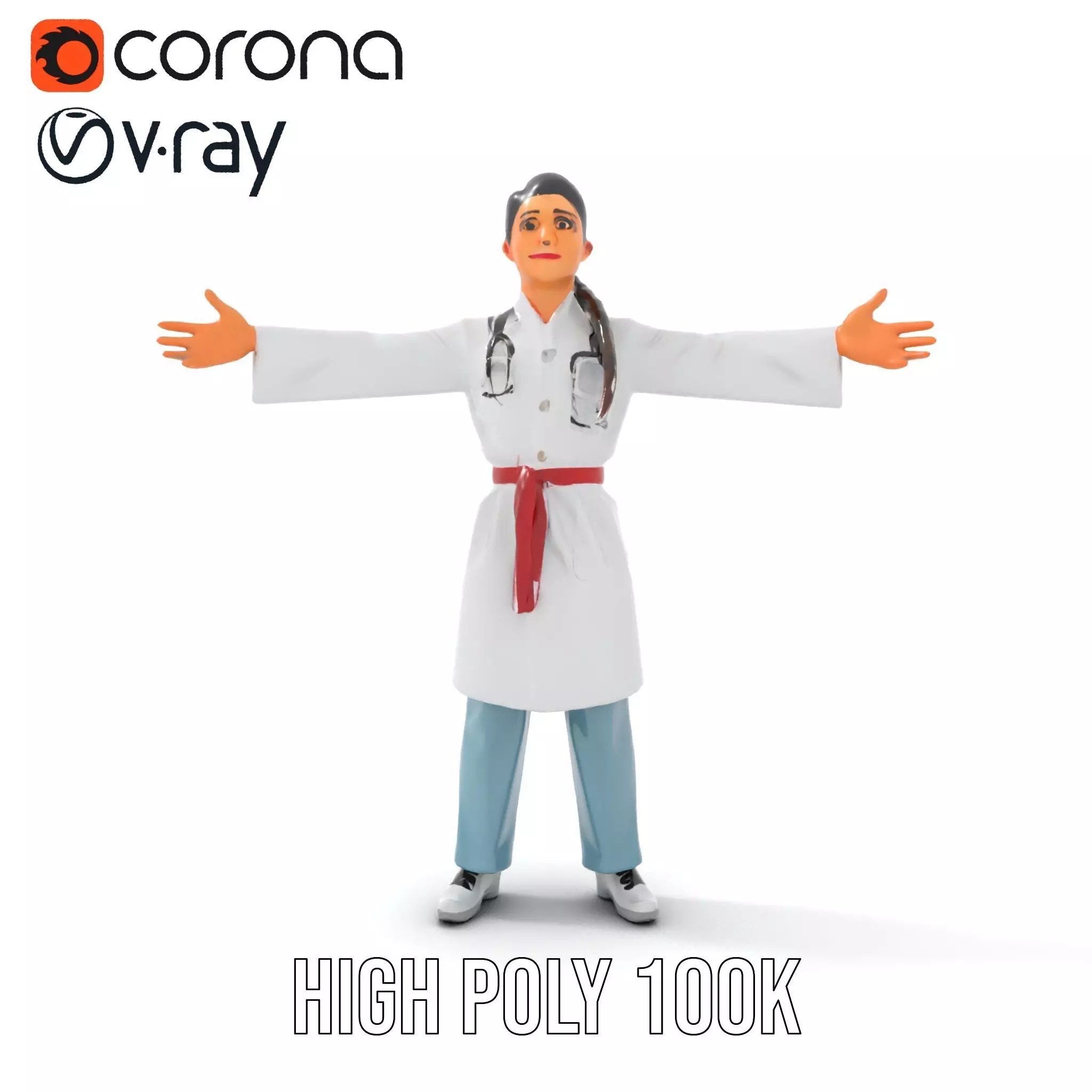 Medical Professional Character Model Pack with Stethoscope Low-poly 3D model_28