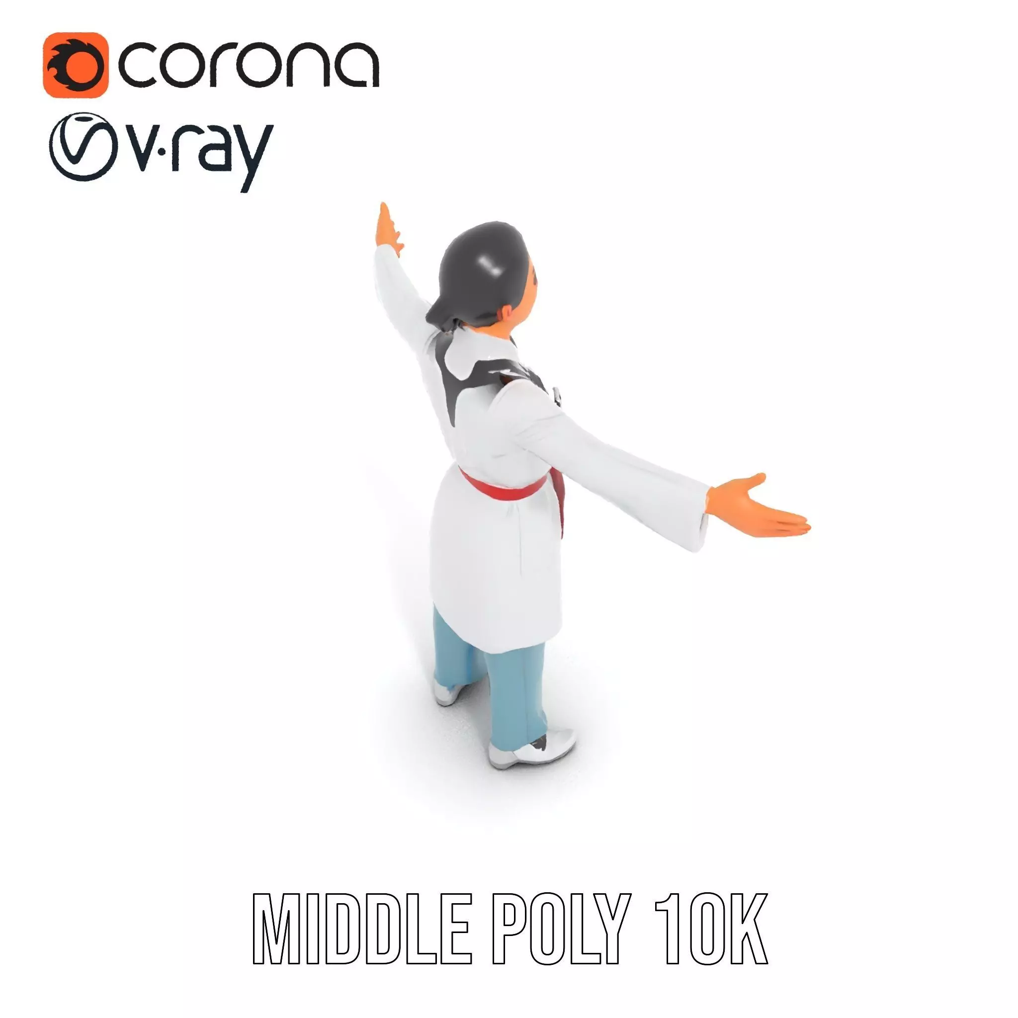 Medical Professional Character Model Pack with Stethoscope Low-poly 3D model_23