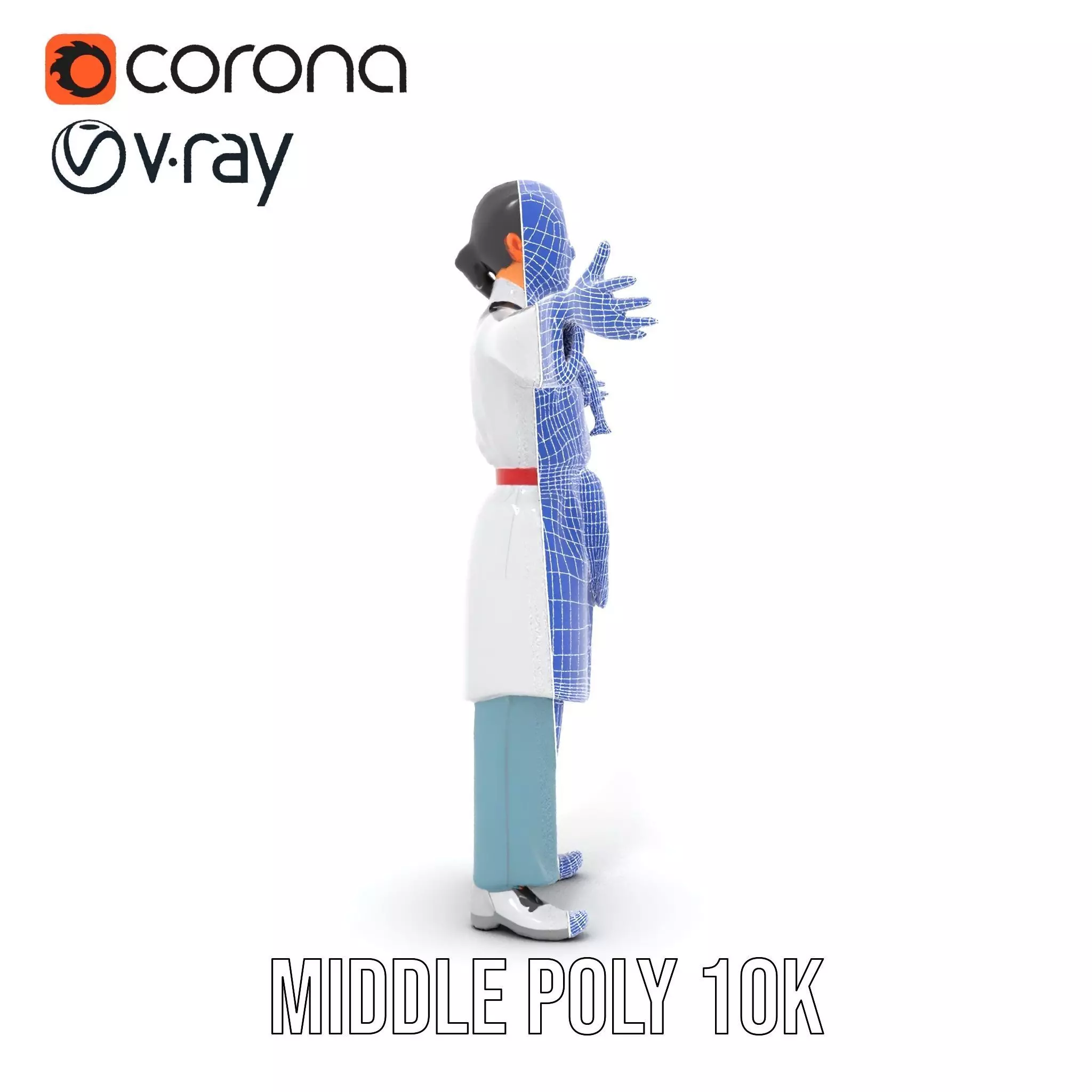 Medical Professional Character Model Pack with Stethoscope Low-poly 3D model_29