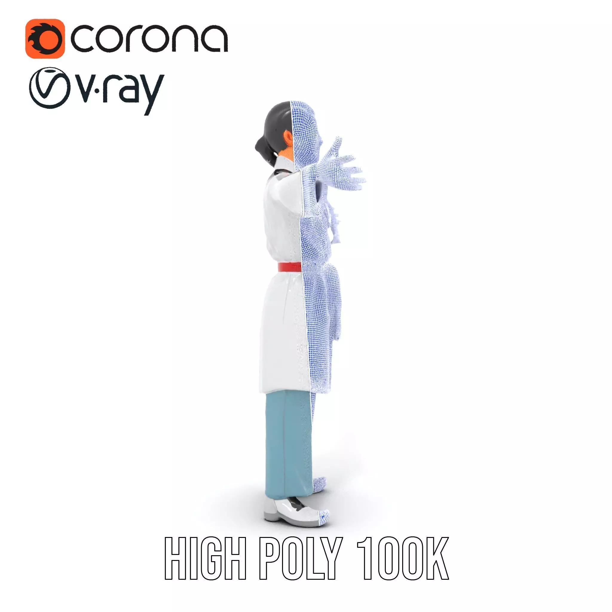 Medical Professional Character Model Pack with Stethoscope Low-poly 3D model_34