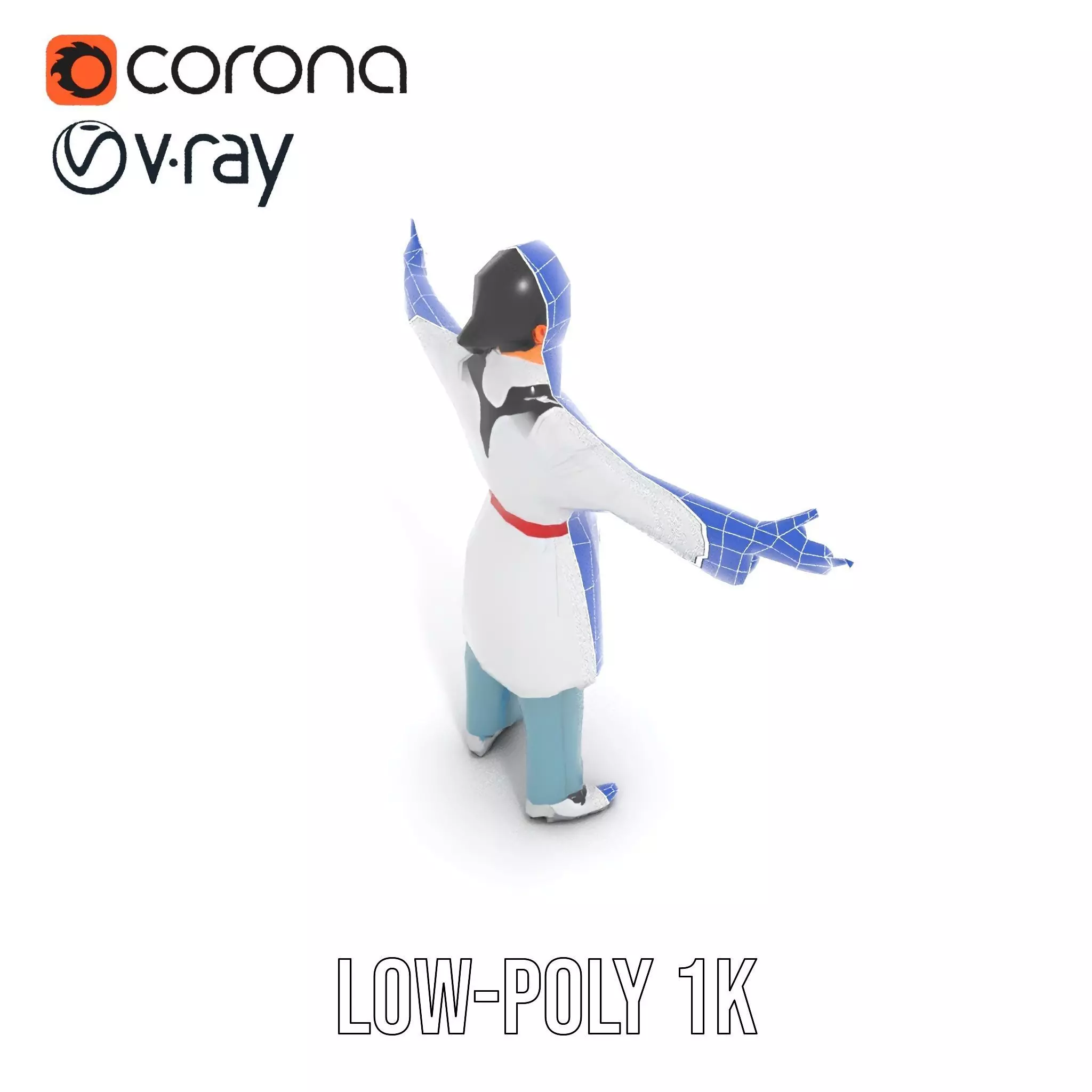 Medical Professional Character Model Pack with Stethoscope Low-poly 3D model_24