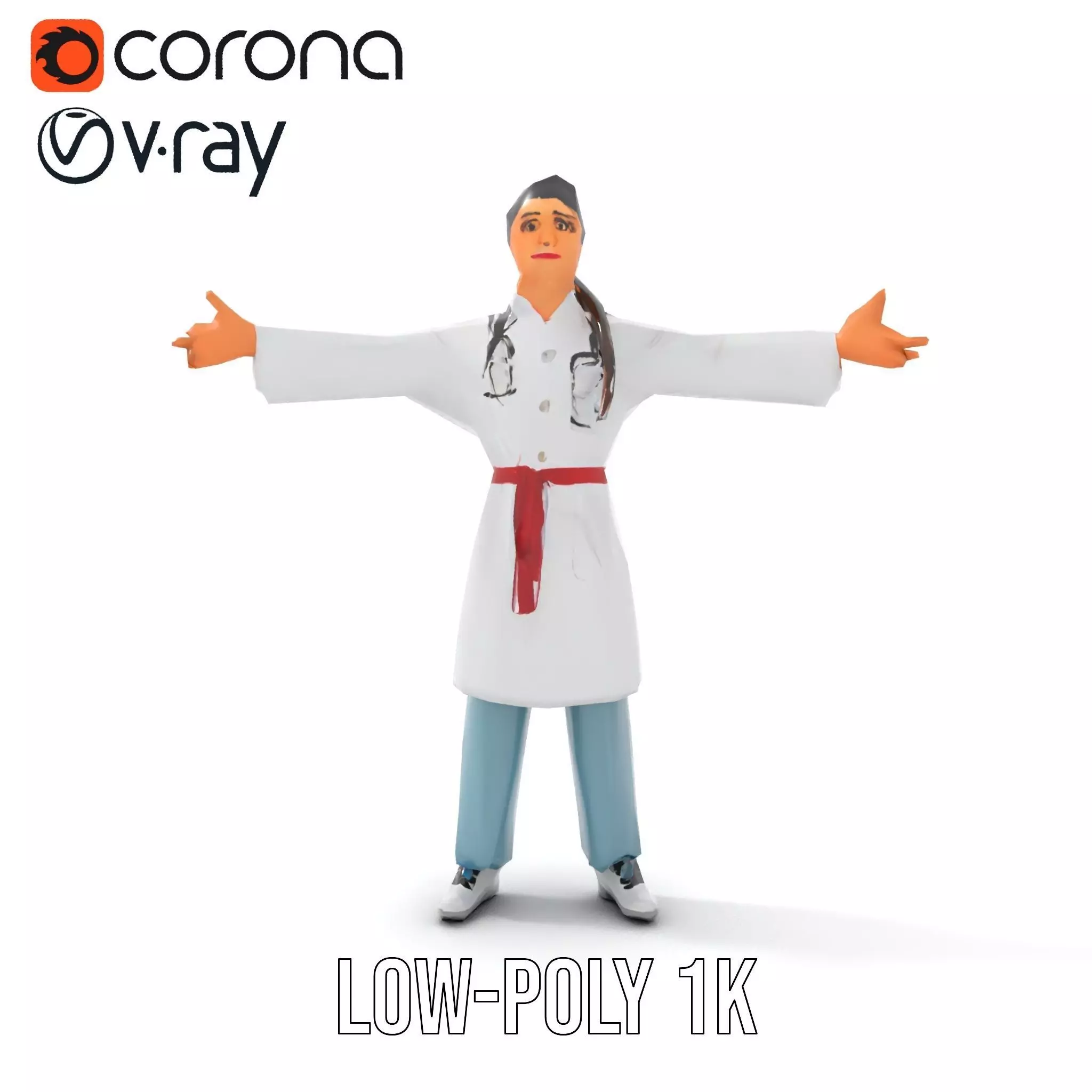 Medical Professional Character Model Pack with Stethoscope Low-poly 3D model_13