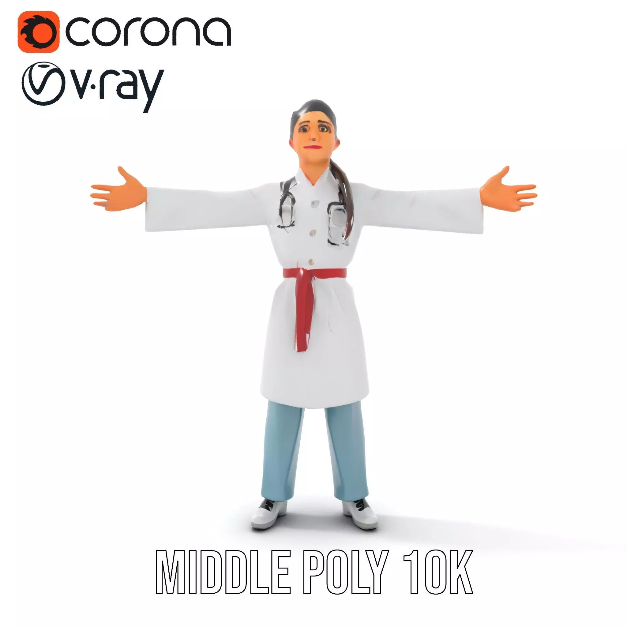 Medical Professional Character Model Pack with Stethoscope Low-poly 3D model_12