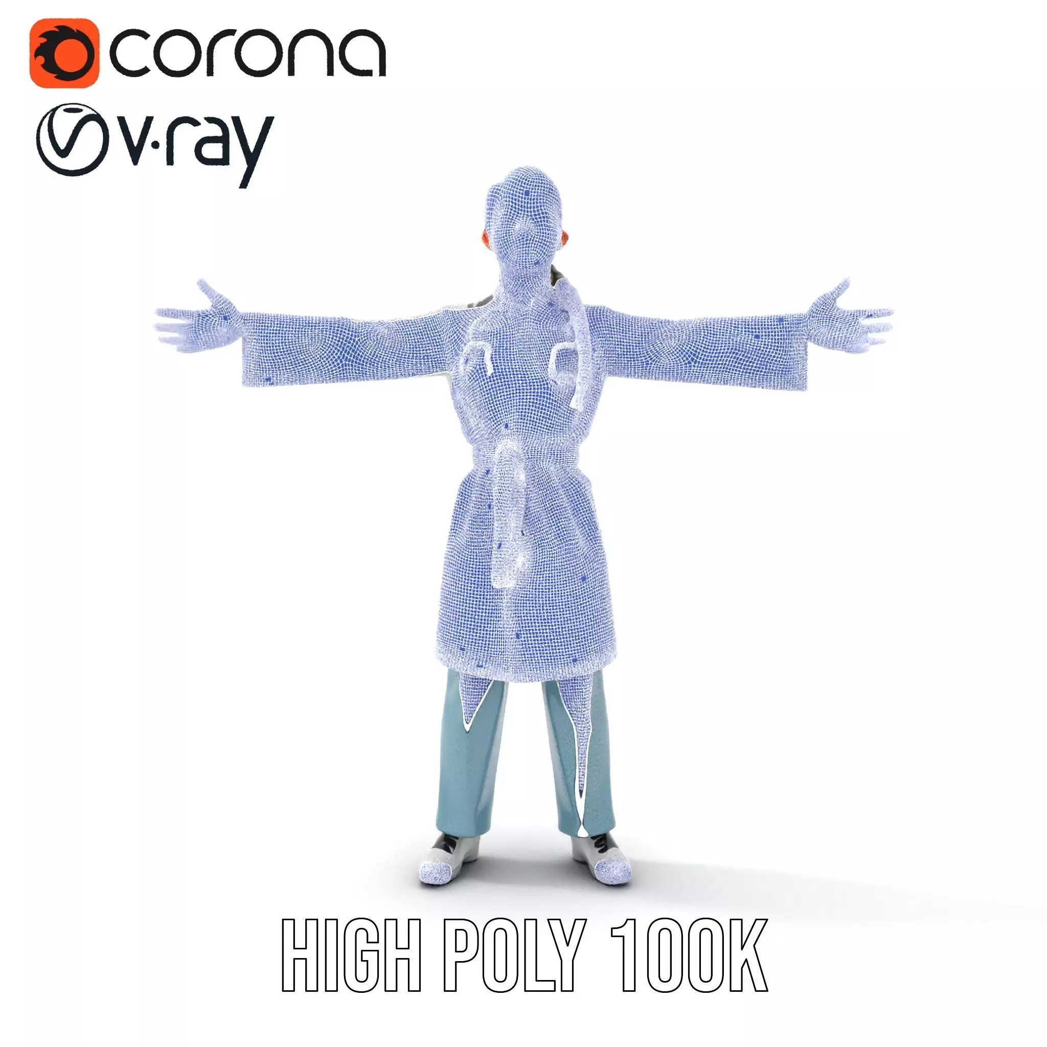 Medical Professional Character Model Pack with Stethoscope Low-poly 3D model_33