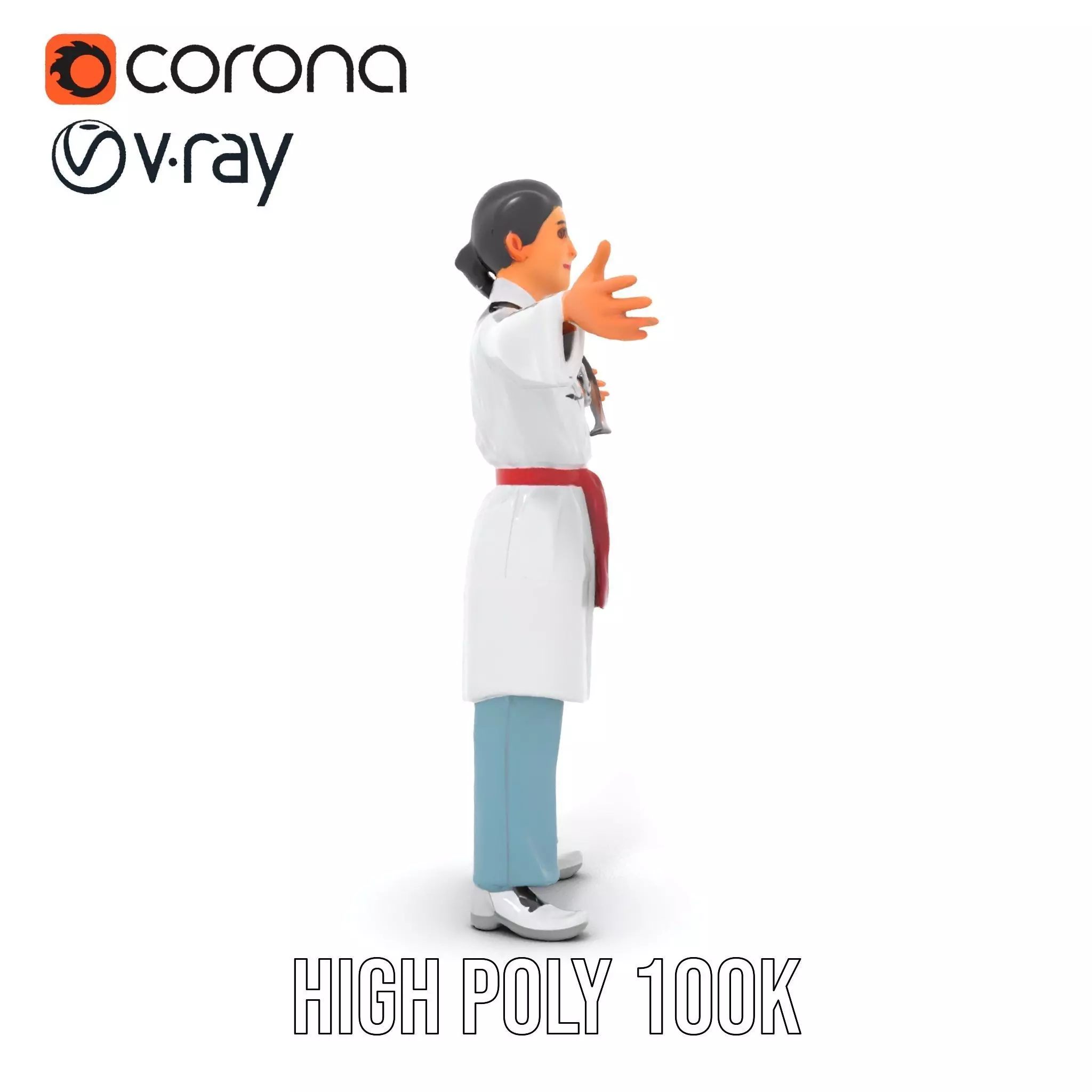 Medical Professional Character Model Pack with Stethoscope Low-poly 3D model_25