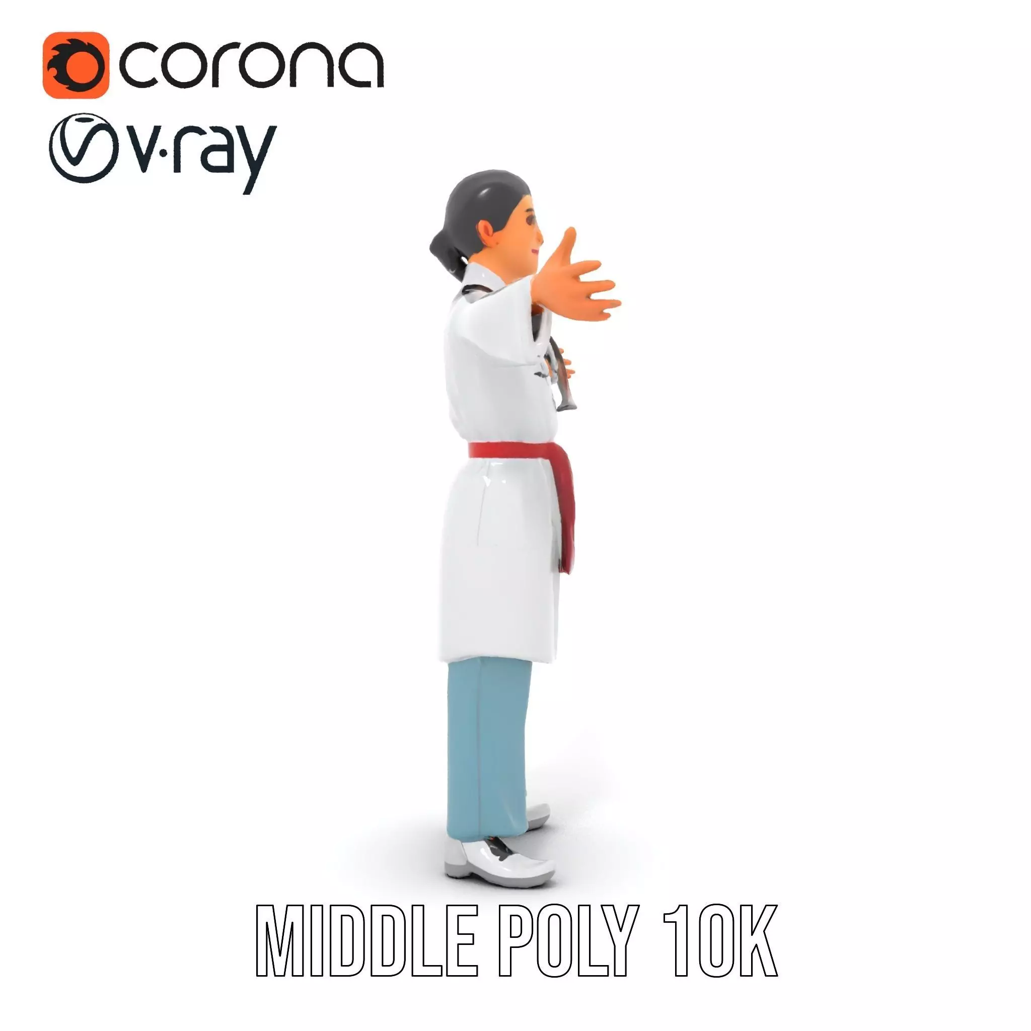 Medical Professional Character Model Pack with Stethoscope Low-poly 3D model_18