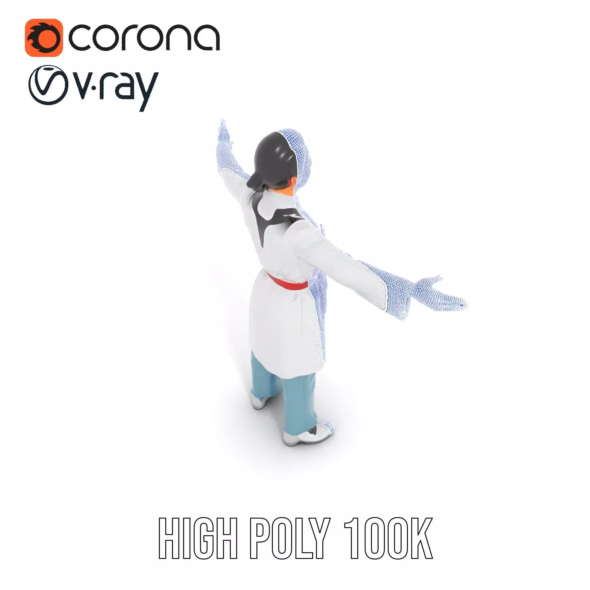 Medical Professional Character Model Pack with Stethoscope Low-poly 3D model_32