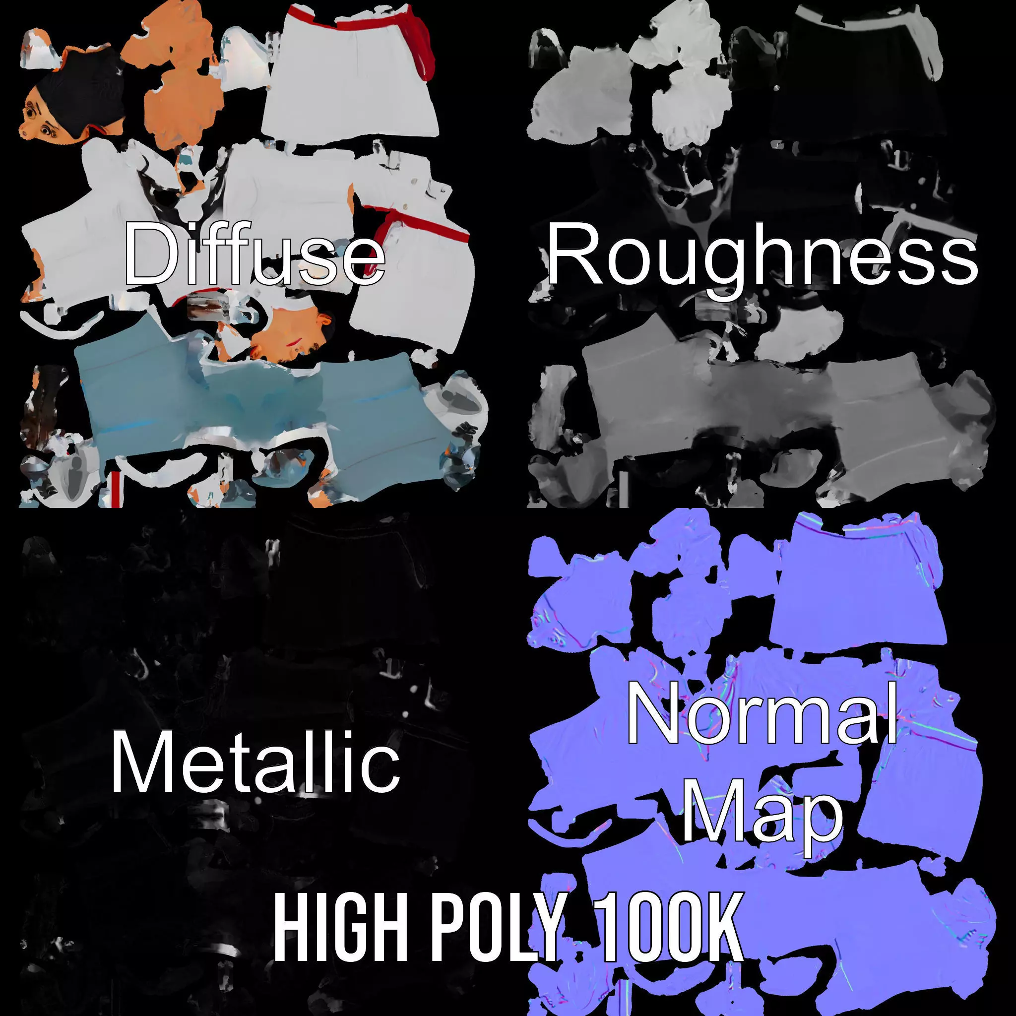 Medical Professional Character Model Pack with Stethoscope Low-poly 3D model_3