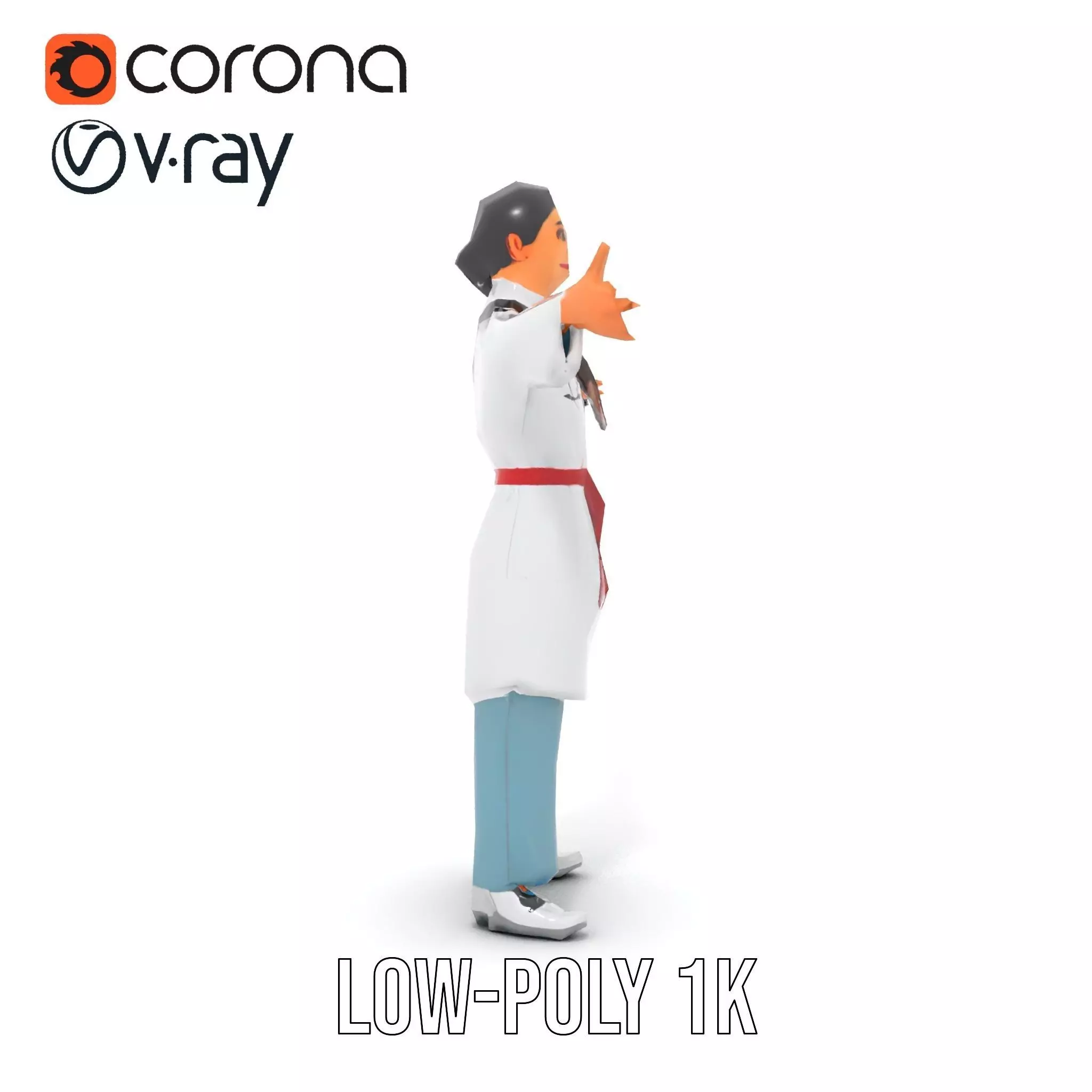 Medical Professional Character Model Pack with Stethoscope Low-poly 3D model_8