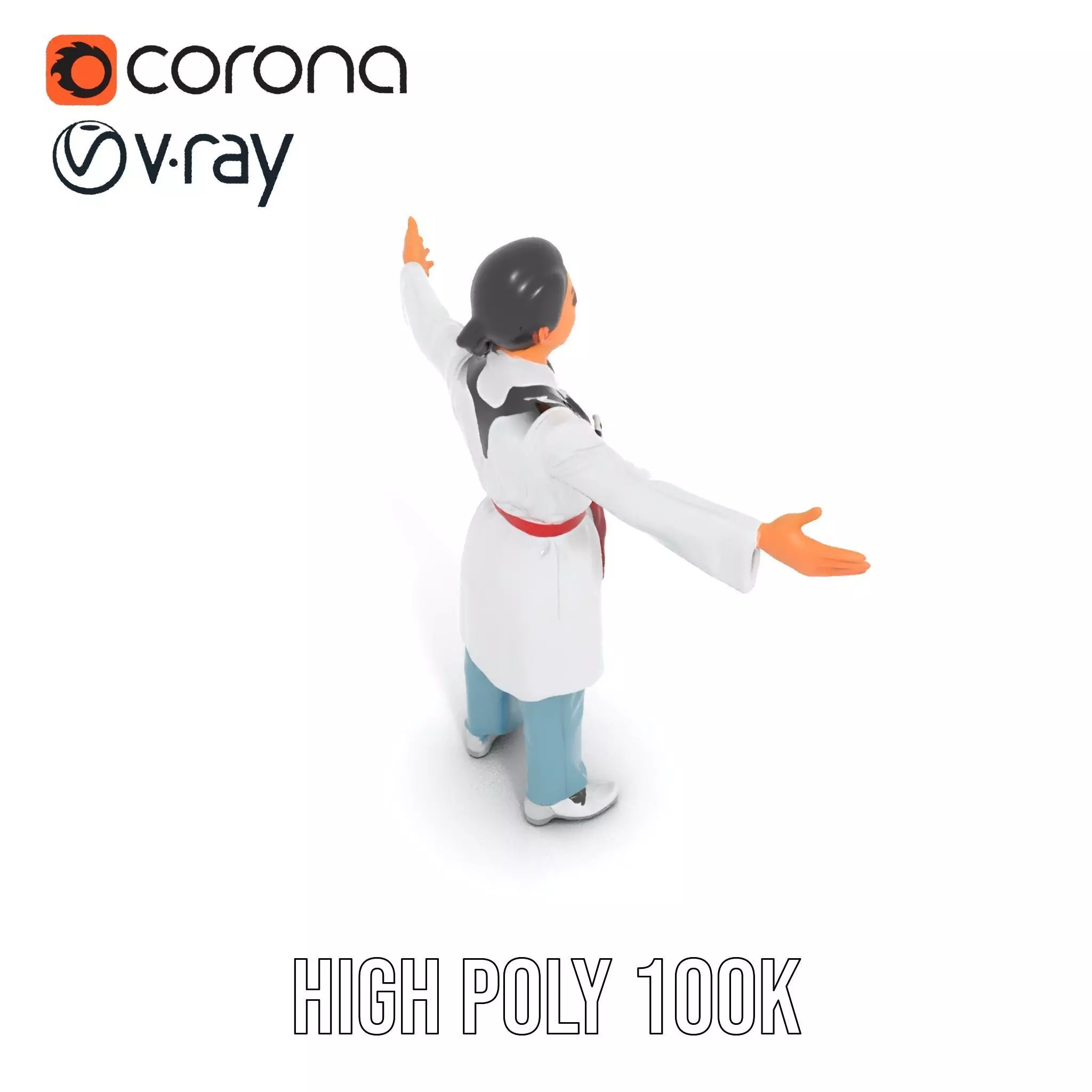 Medical Professional Character Model Pack with Stethoscope Low-poly 3D model_14