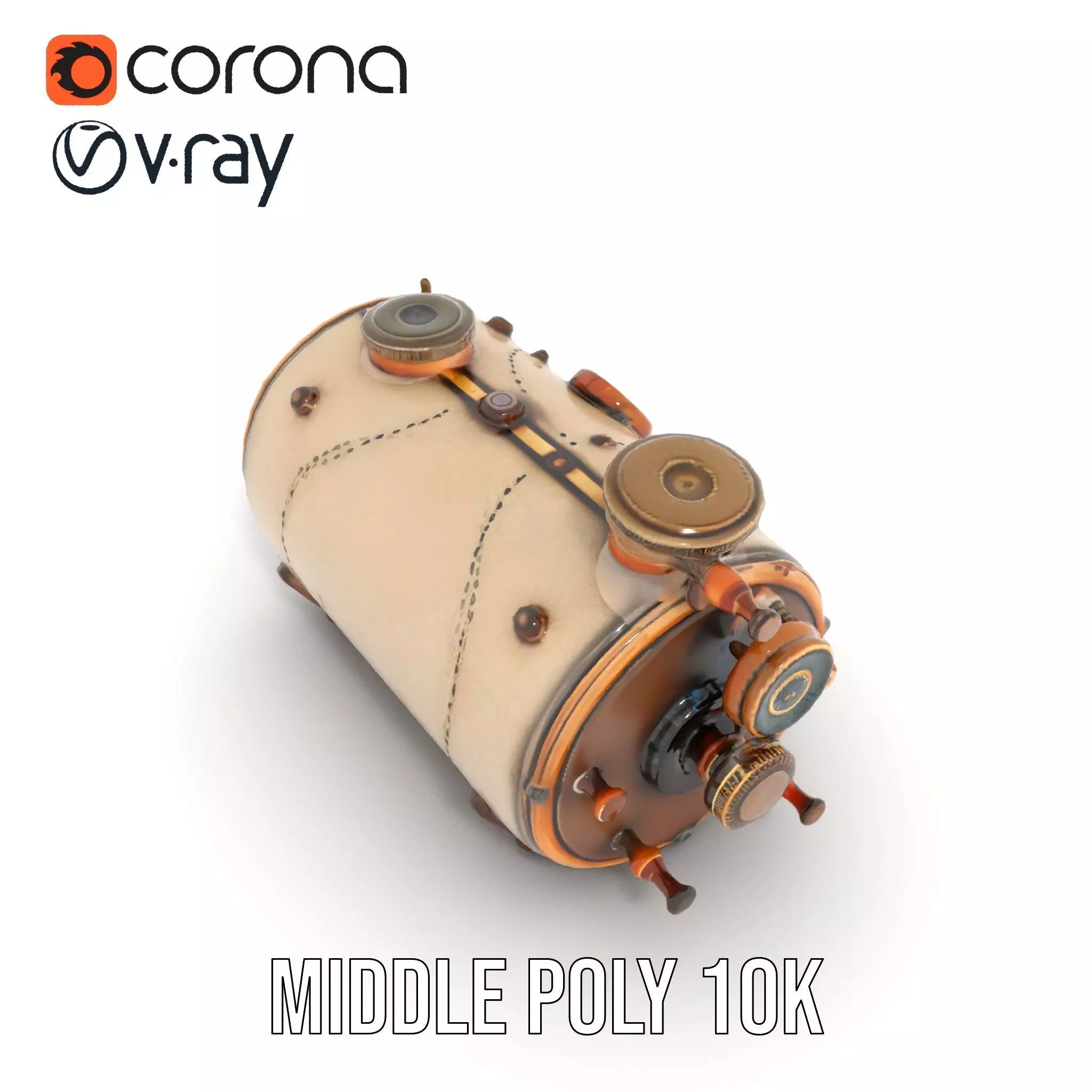 Steampunk Boiler Model Pack with Detailed Gauges Low-poly 3D model_16