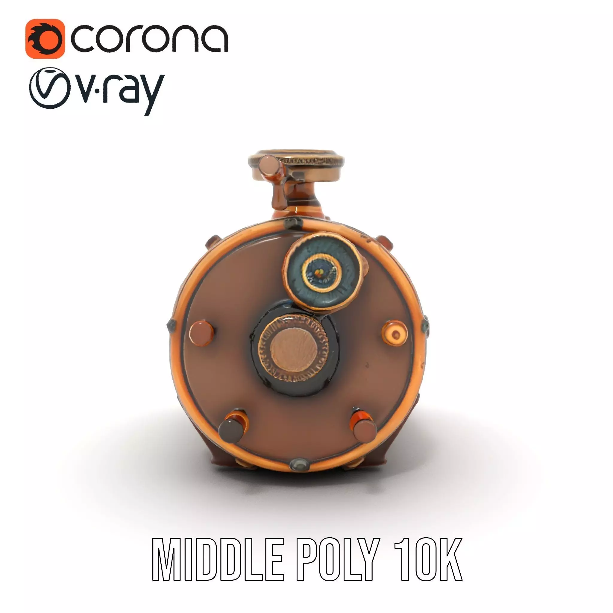 Steampunk Boiler Model Pack with Detailed Gauges Low-poly 3D model_14