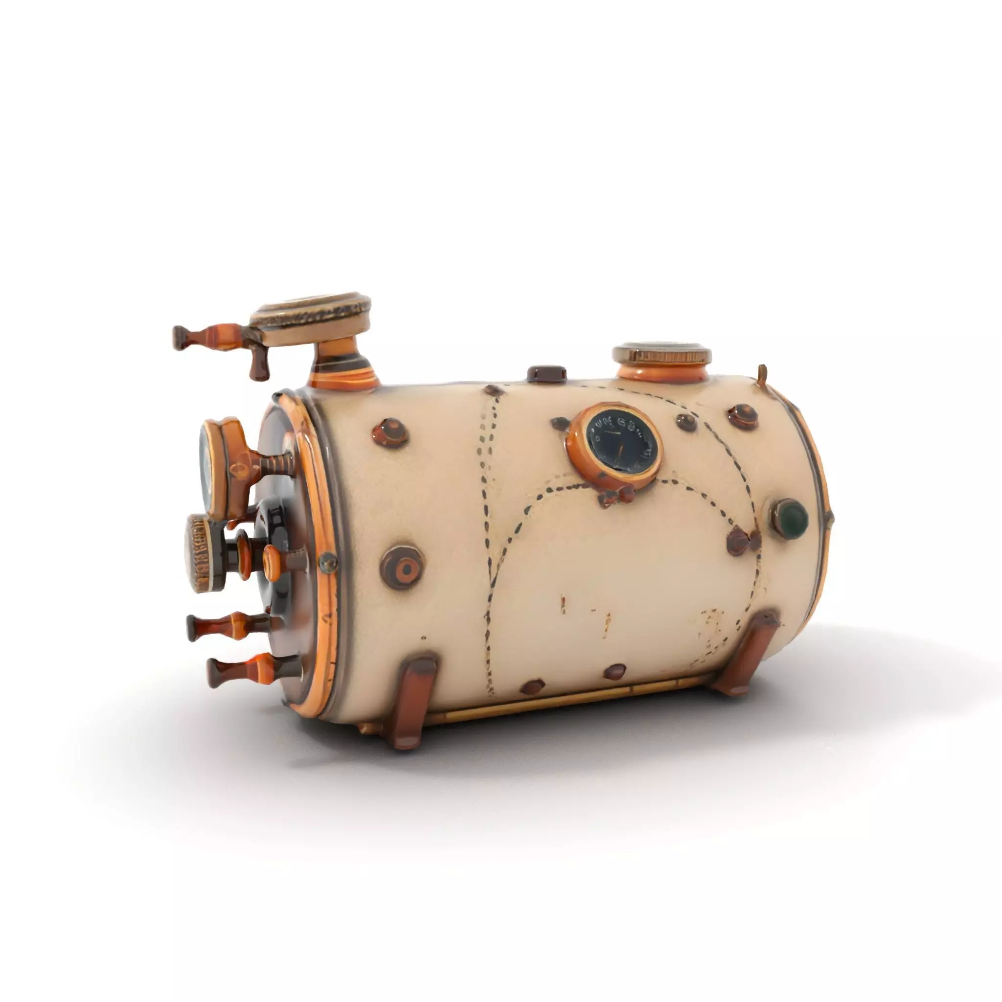 Steampunk Boiler Model Pack with Detailed Gauges Low-poly 3D model_6