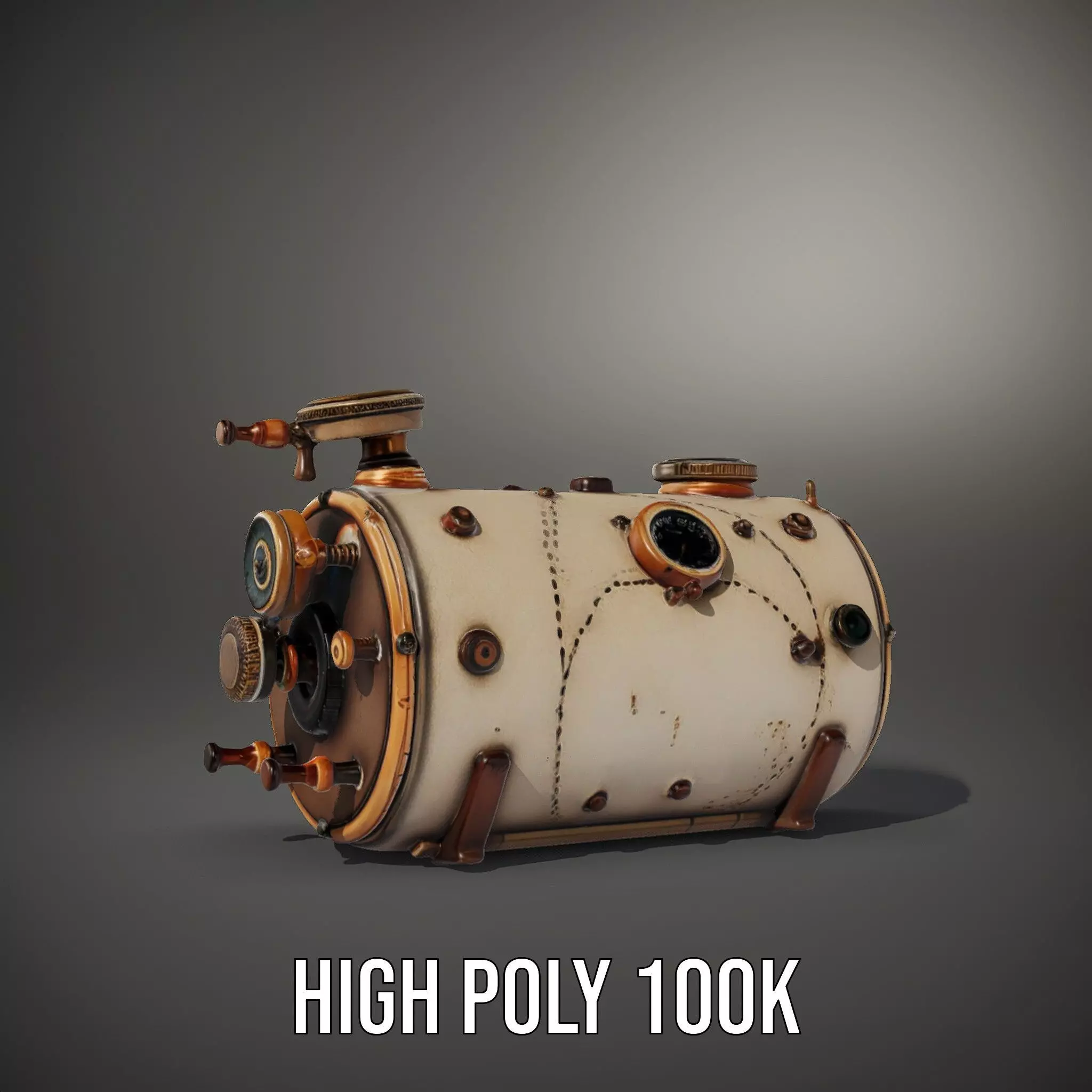 Steampunk Boiler Model Pack with Detailed Gauges Low-poly 3D model_8