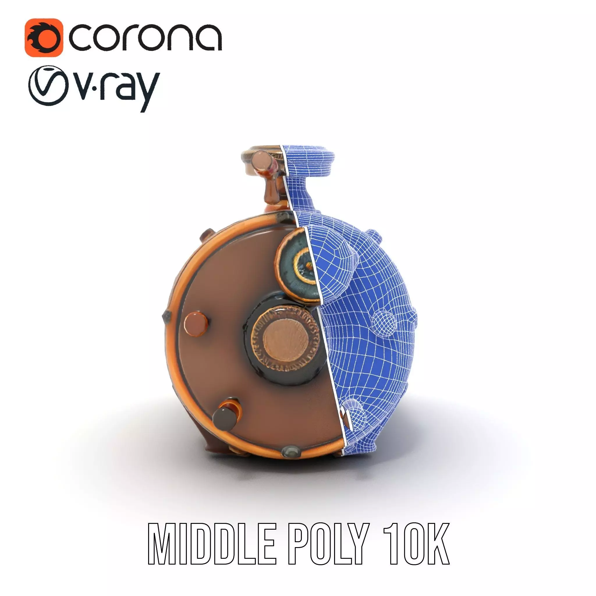 Steampunk Boiler Model Pack with Detailed Gauges Low-poly 3D model_27