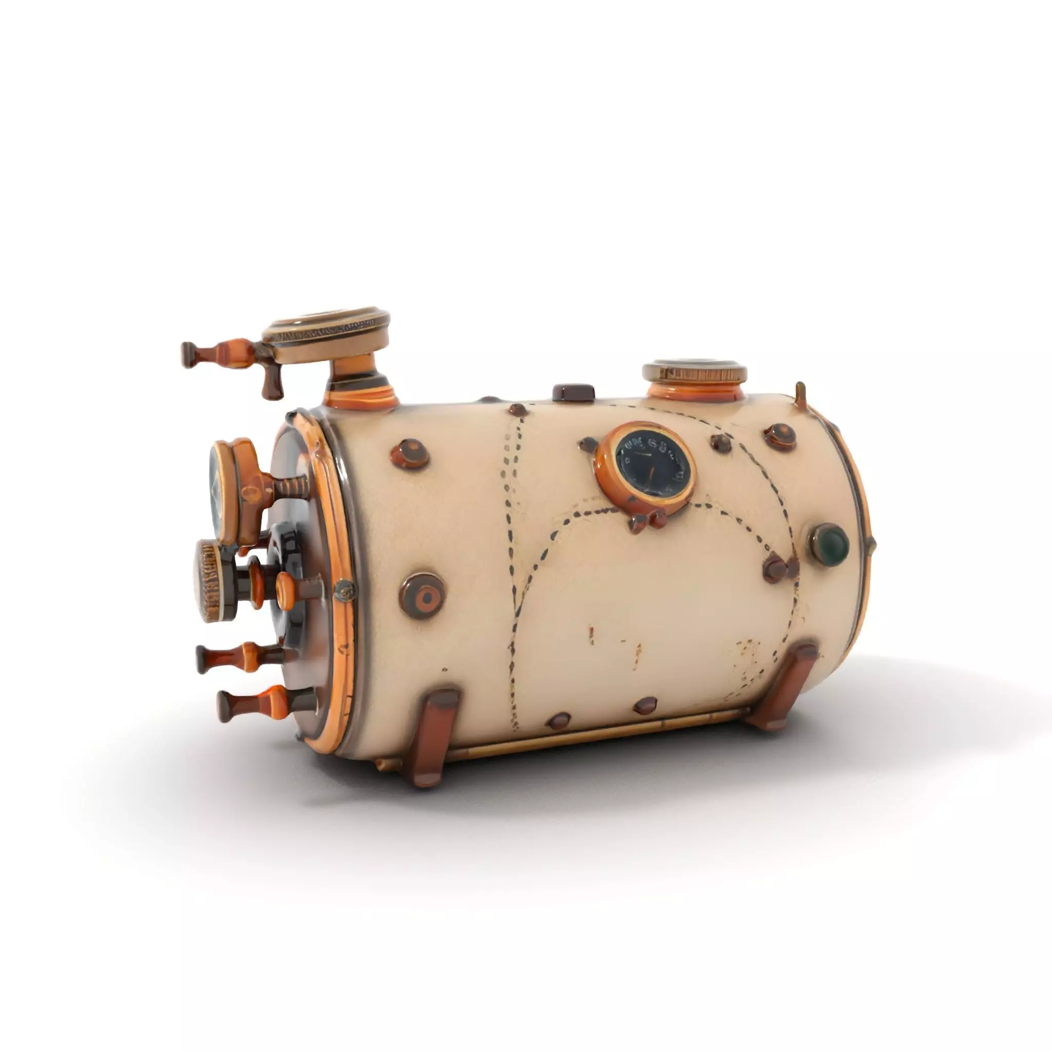 Steampunk Boiler Model Pack with Detailed Gauges Low-poly 3D model_0