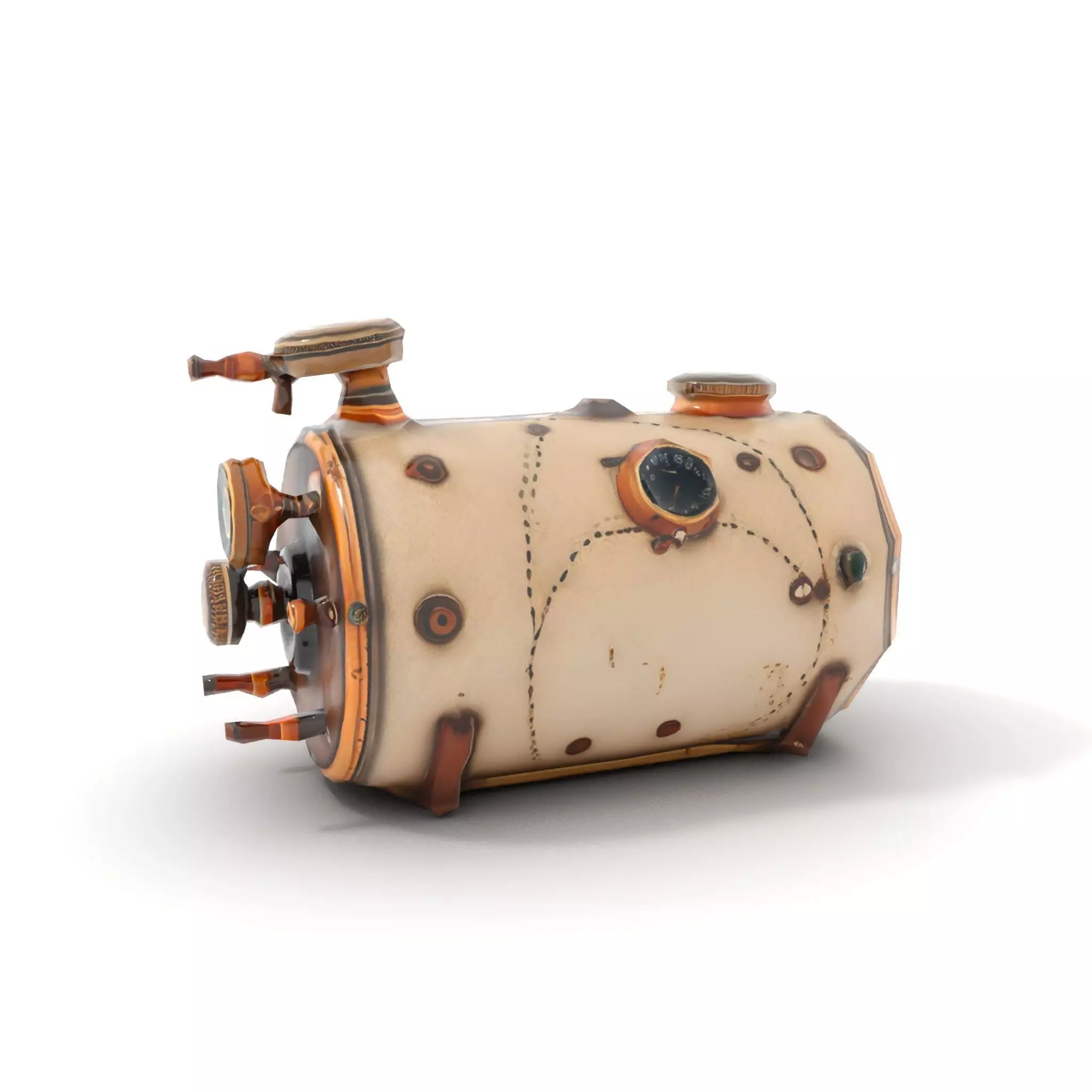 Steampunk Boiler Model Pack with Detailed Gauges Low-poly 3D model_7