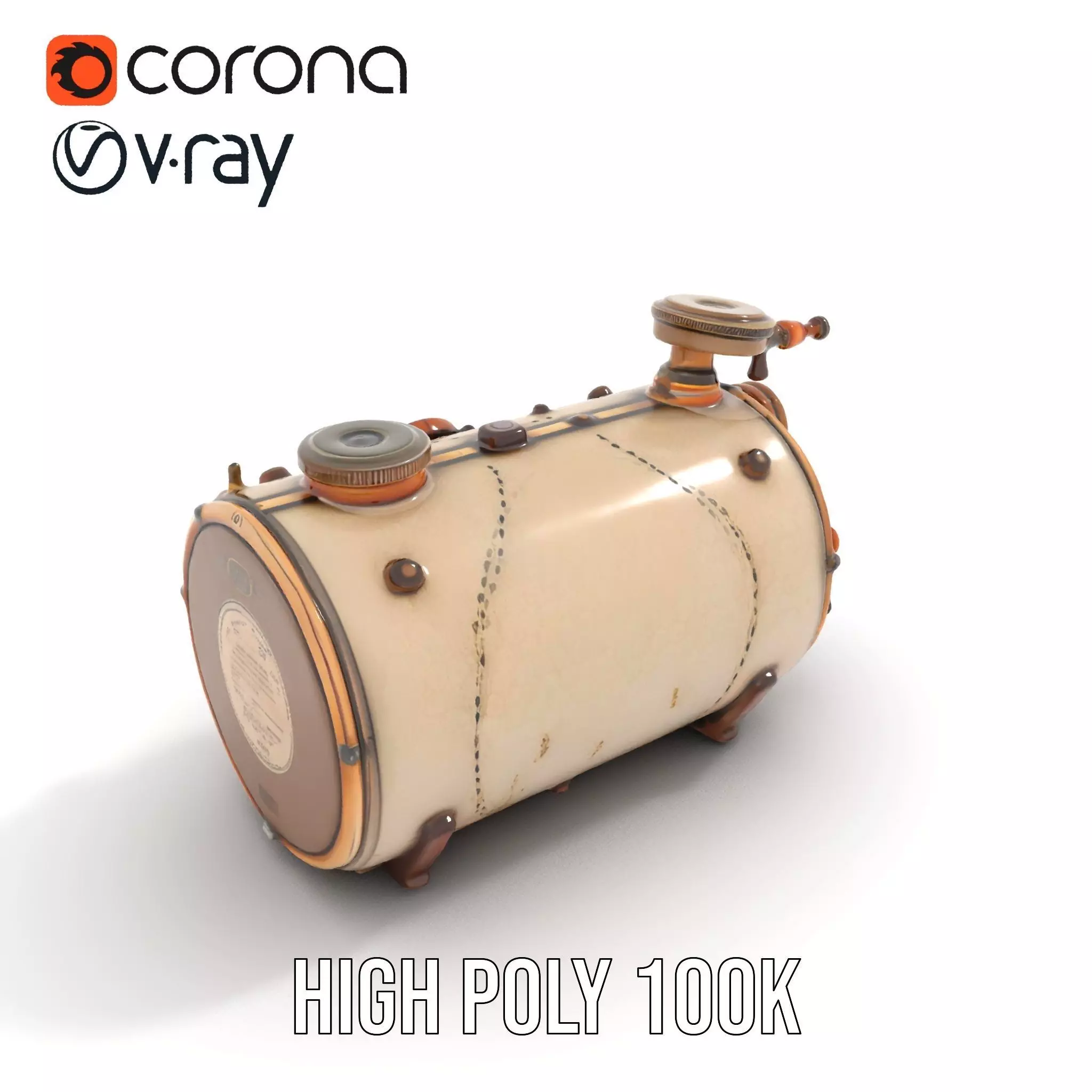 Steampunk Boiler Model Pack with Detailed Gauges Low-poly 3D model_13