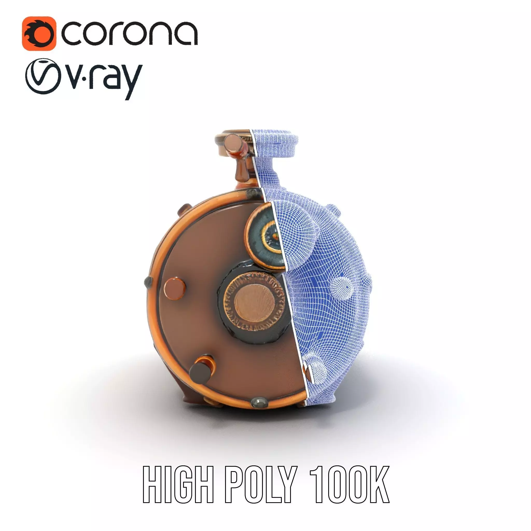 Steampunk Boiler Model Pack with Detailed Gauges Low-poly 3D model_34